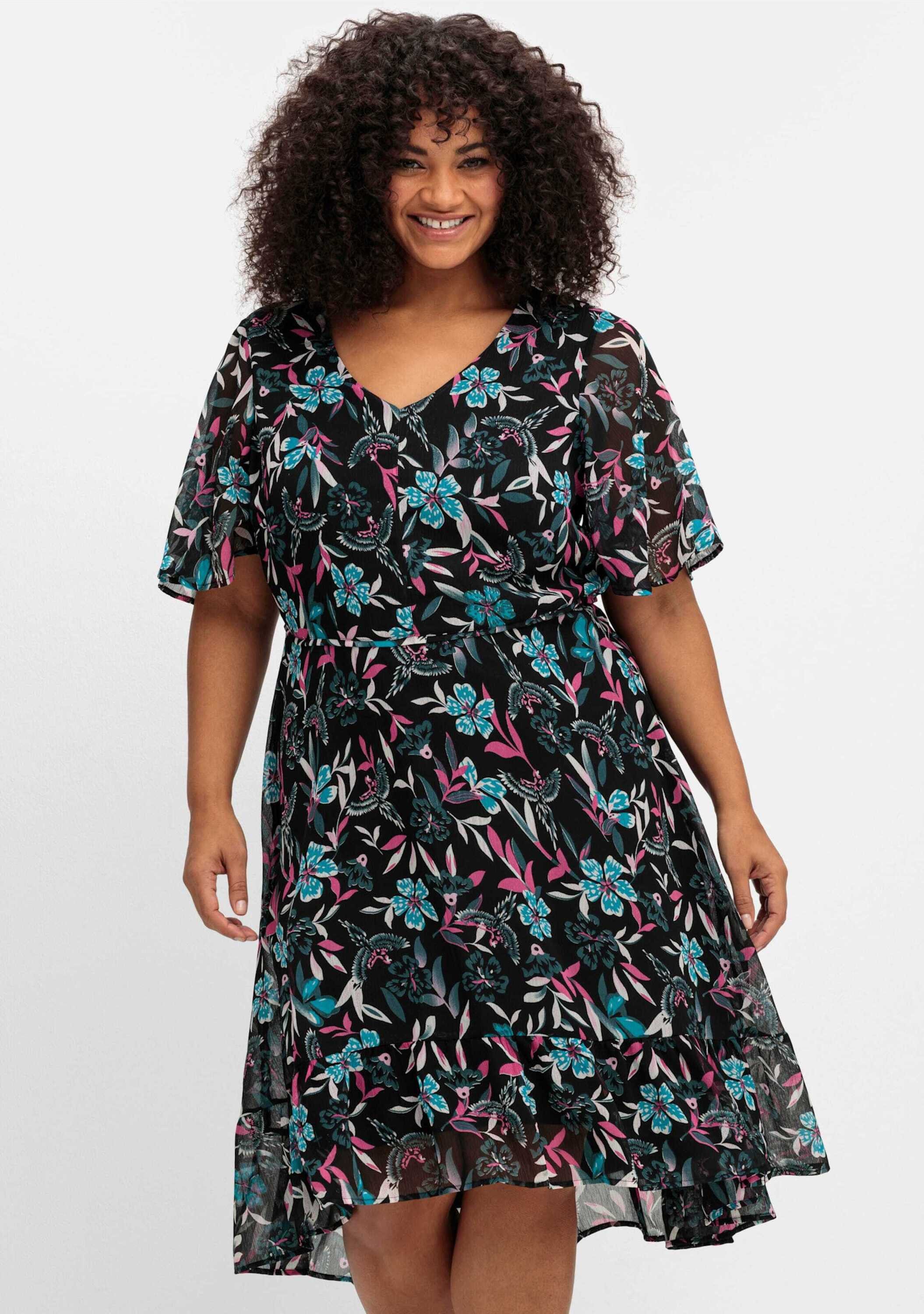 sheego by Joe Browns Etuikleid Chiffonkleid Kurzarm mit Blumendruck und Flü günstig online kaufen