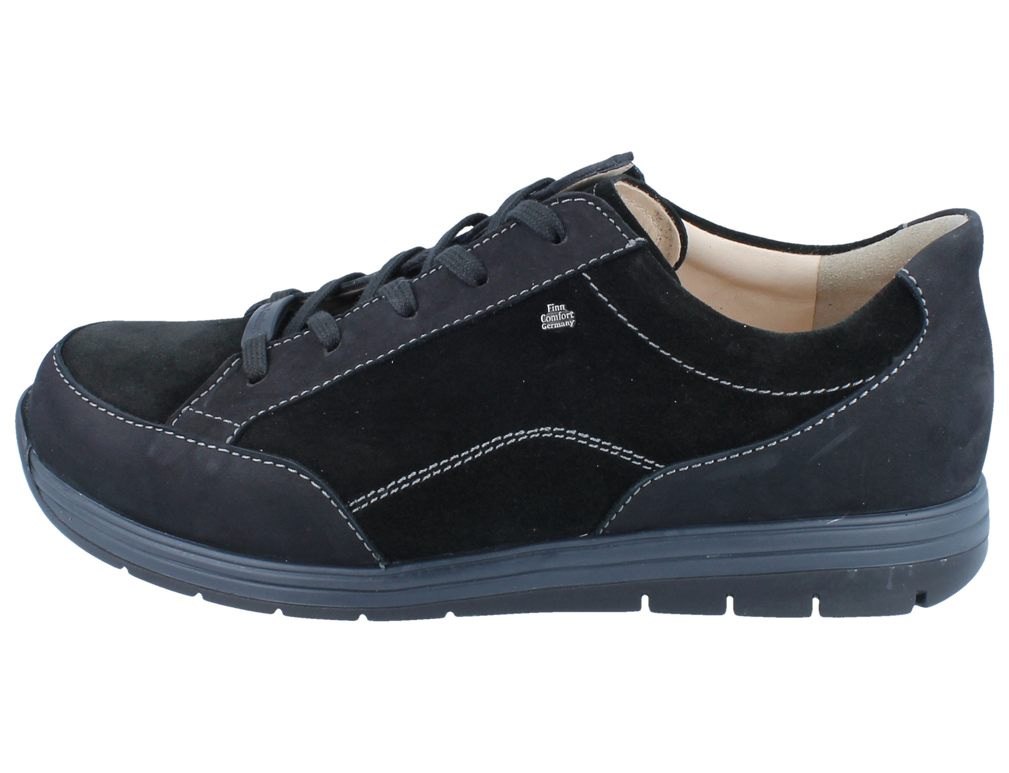 Finn Comfort FINN COMFORT Osorno Herren Halbschuhe schwarz Nubukleder - Größe: 43 Schnürschuh Wechselfußbett