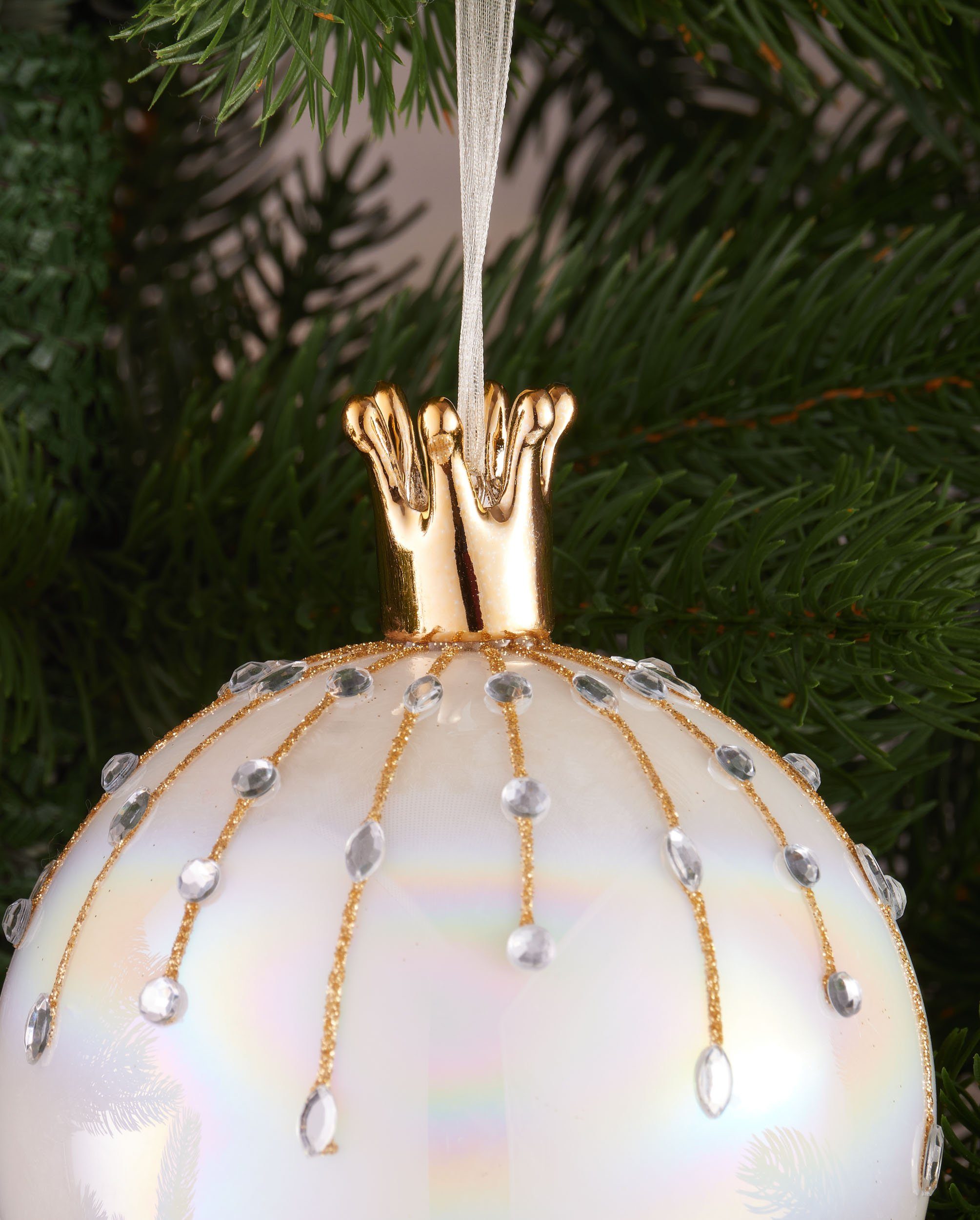 BRUBAKER Weihnachtsbaumkugel Premium Weihnachtskugel in Perlmutt Farbe - 10 günstig online kaufen