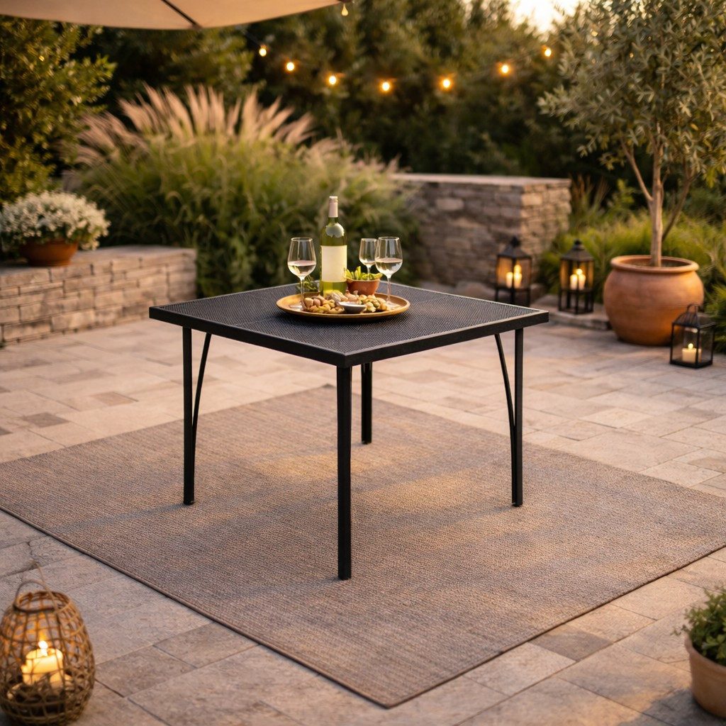 DEGAMO Gartentisch CLASSIC, 100x100cm, stabiles Stahlgestell, Tischplatte Streckmetall anthrazit
