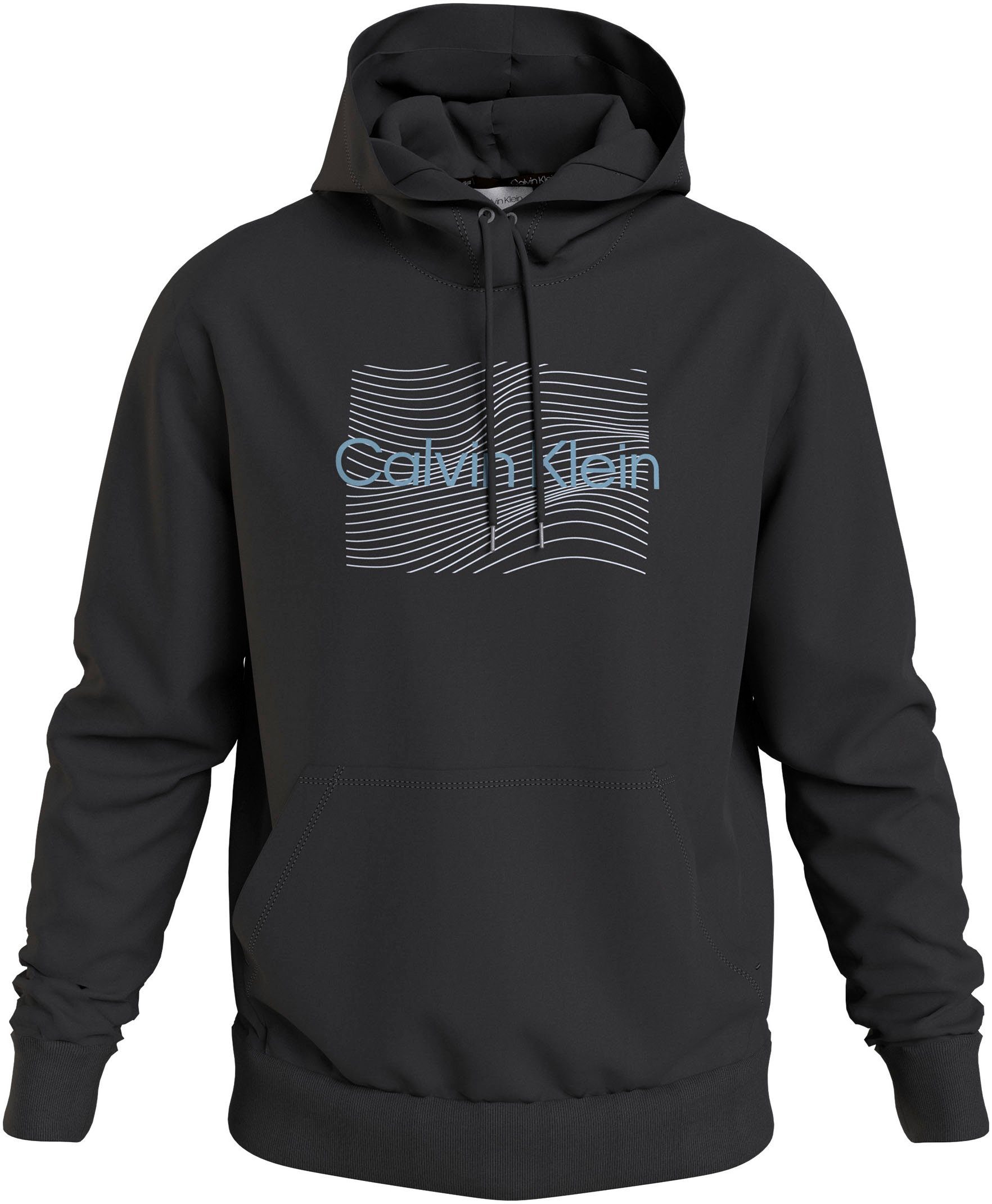 Calvin Klein Kapuzensweatshirt WAVE HERO LOGO HOODIE Ck LINES Markenlabel mit Black