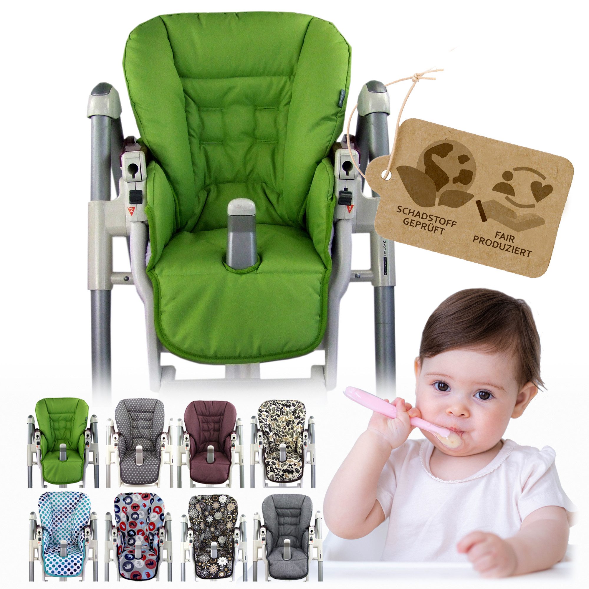 BambiniWelt by Rafael K. Hochstuhlauflage Ersatzbezug Sitzkissen kompatibel mit PEG PEREGO Prima Pappa Diner
