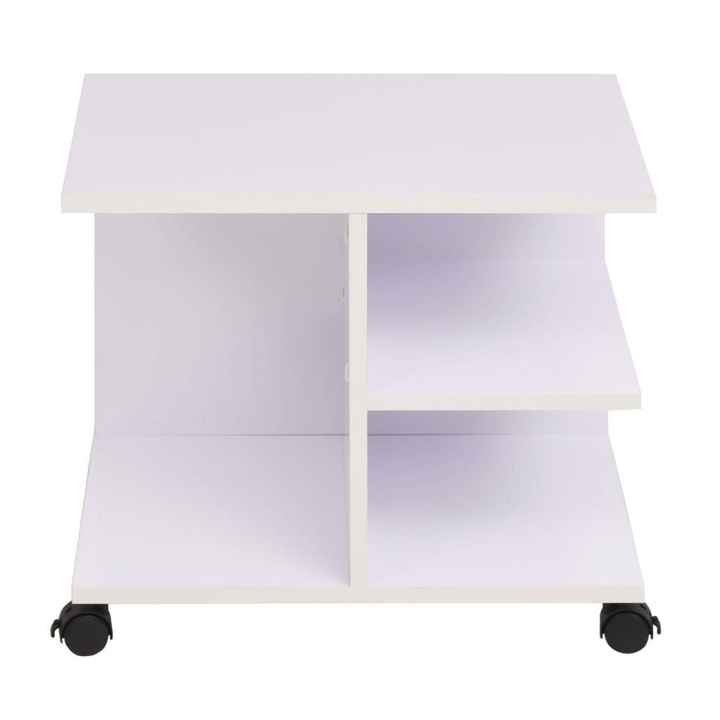 50×35×42 Beistelltisch Rollen Bücherregal mit Weiß cm furnicato