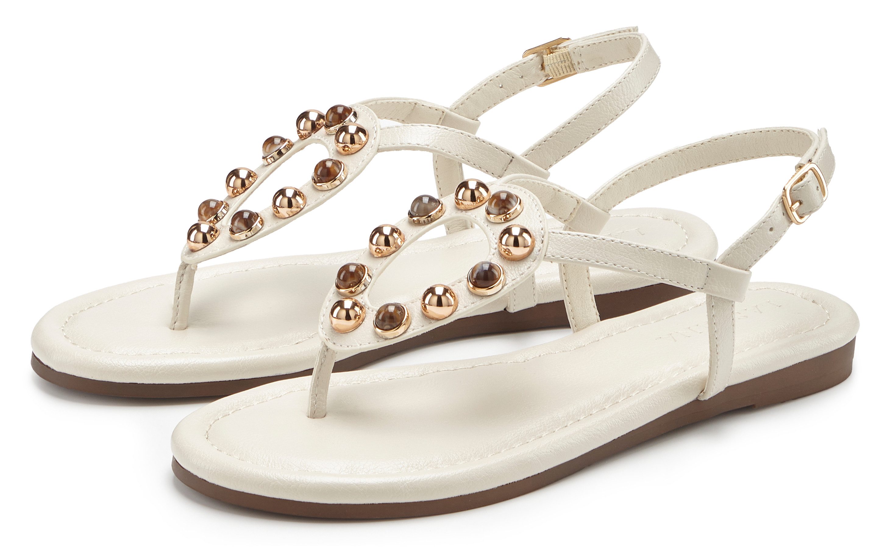 LASCANA Zehentrenner, Sandalette, Sommerschuh, offener Schuh Sandale NEU mit modischen Schmuckelementen VEGAN