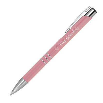 Livepac Office Kugelschreiber Kugelschreiber mit Gravur "Viel Glück" / aus Metall / Farbe: rose'