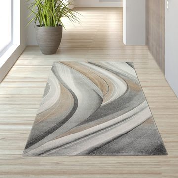 Teppich Teppich mit Wellendesign in braun, TeppichHome24, rechteckig