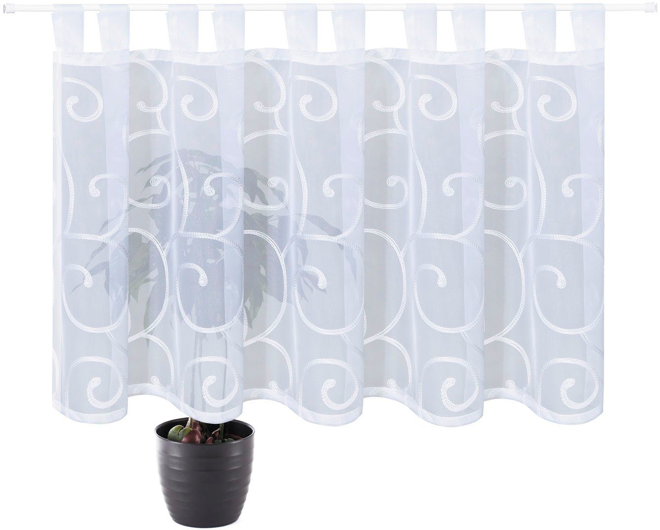 Gerster Gardine Quinta (1 St), Schlaufen, transparent, Voile, Schlaufenpanneau bestickt