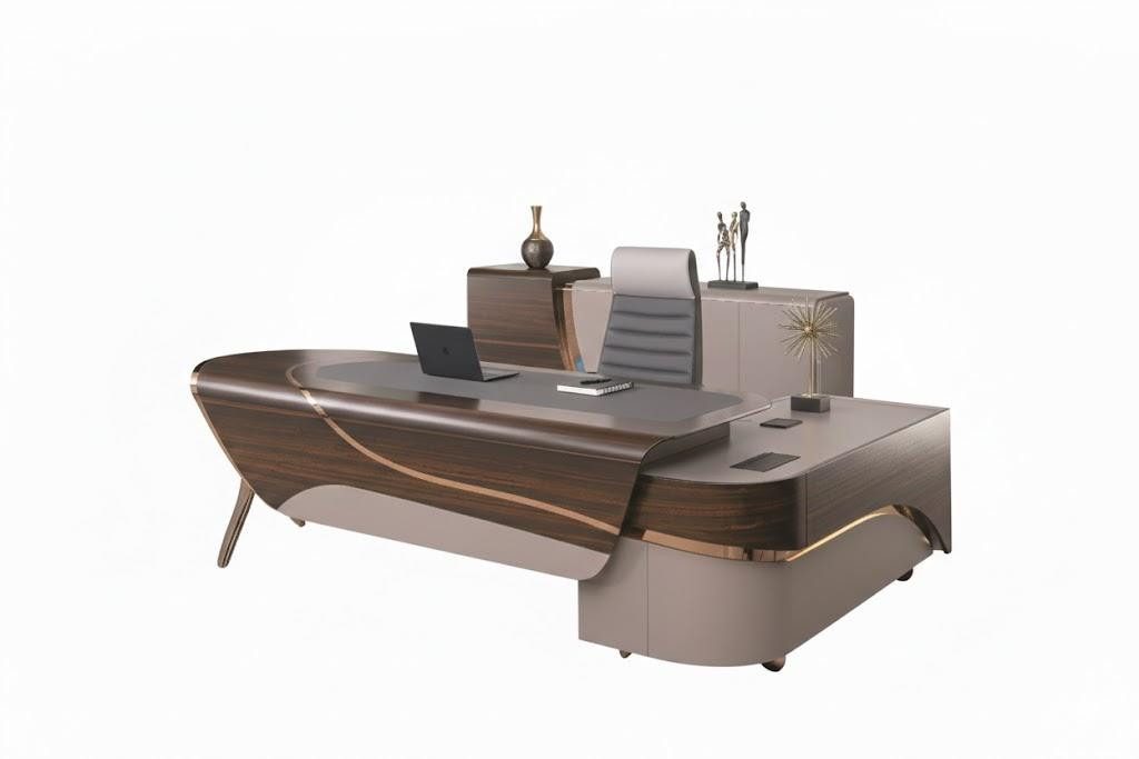 JVmoebel Büromöbel-Set Stilvolles Büro-Set Exklusiver Schreibtisch Designer Sideboard 2tlg
