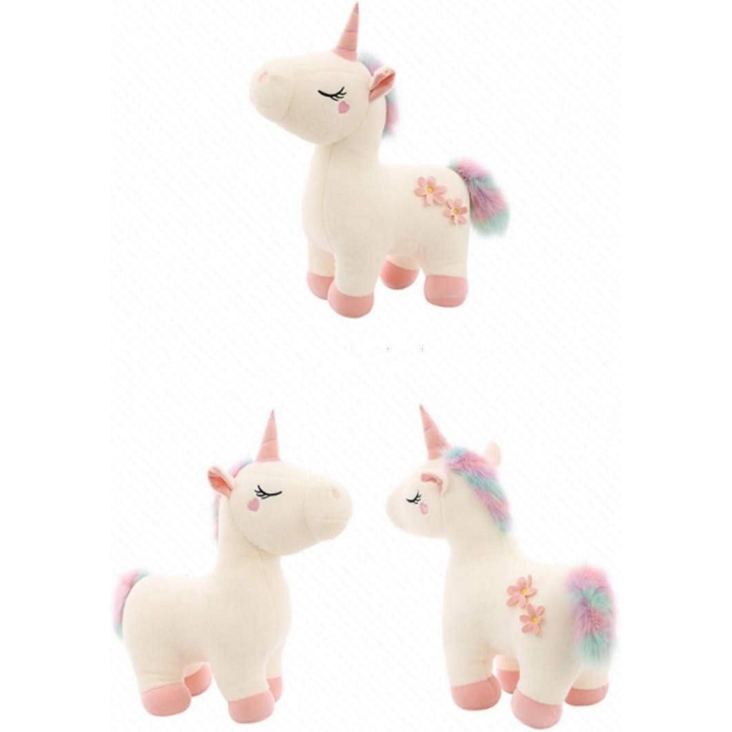 LuxusKollektion Kuscheltier Plüschtier Einhorn Stofftier Mähne Mädchen Weiß 40cm