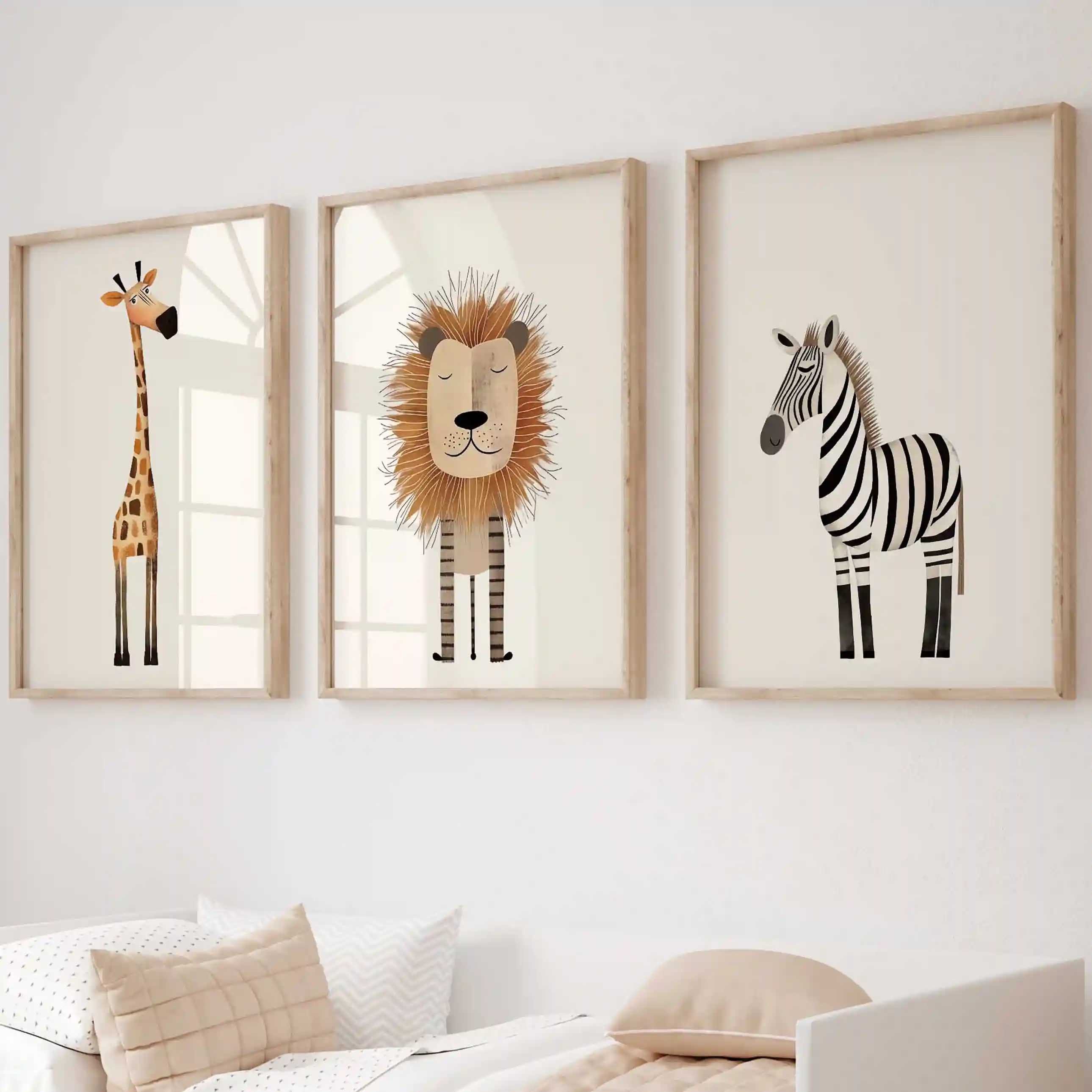 WANDKIND Poster Kinderzimmer Poster 3er Set Premium P787 / Safaritiere, Wandposter in verschiedenen Größen
