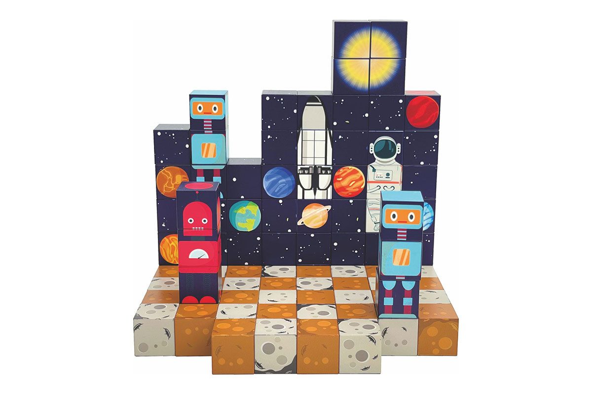 GOWI Magnetic Bricks Magnetspielbausteine, (100 St., Weltall)