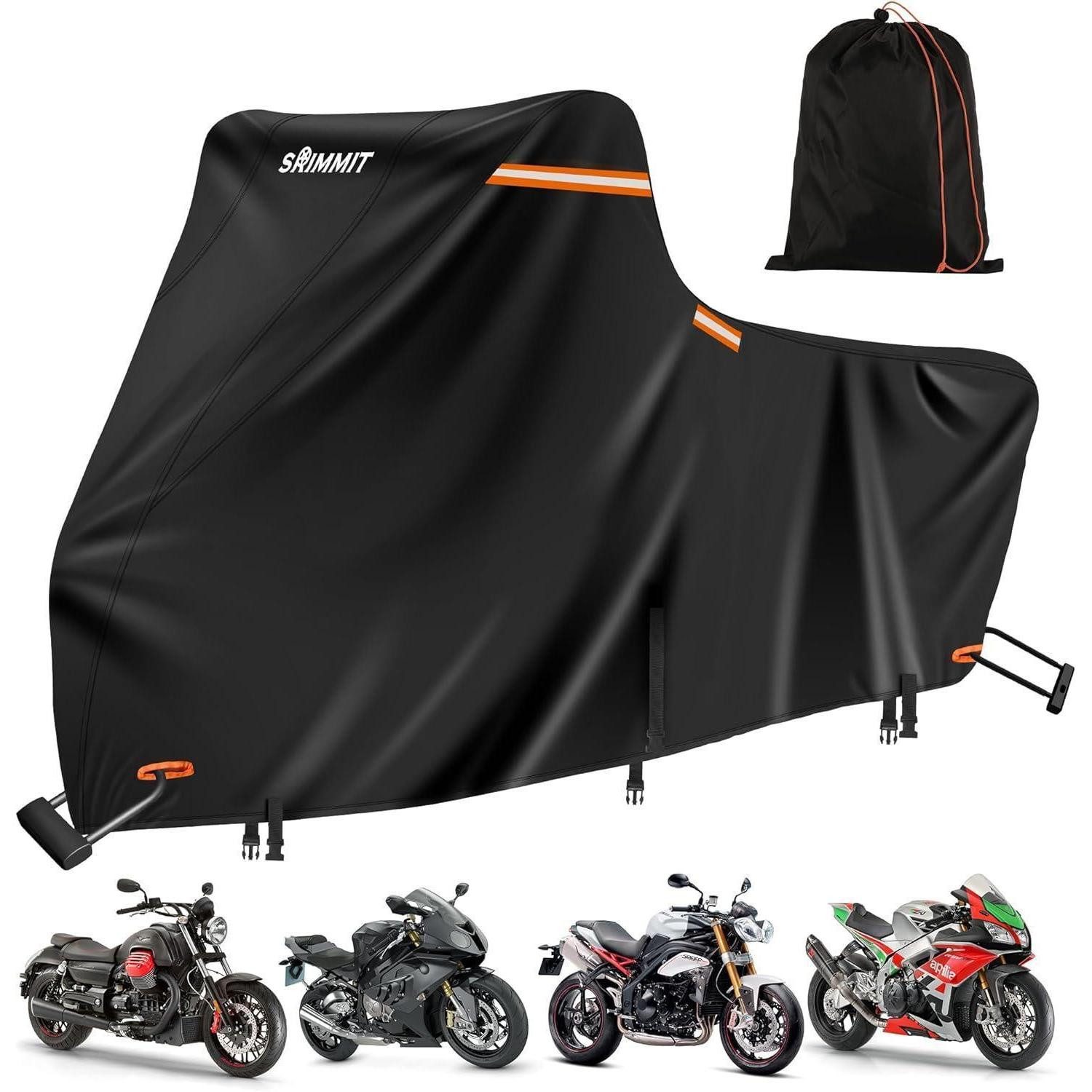 LuxusKollektion Schutzplane Motorradabdeckung 3XL Schwarz Premium 420D Wasserdicht