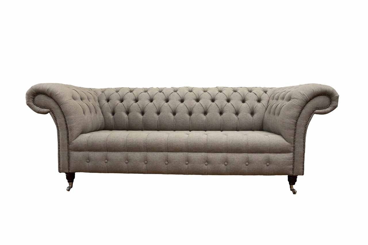 Made Beige klassischer 3 Sofa Sitz, In Europe Sofa Chesterfield Couch Stil JVmoebel englisch