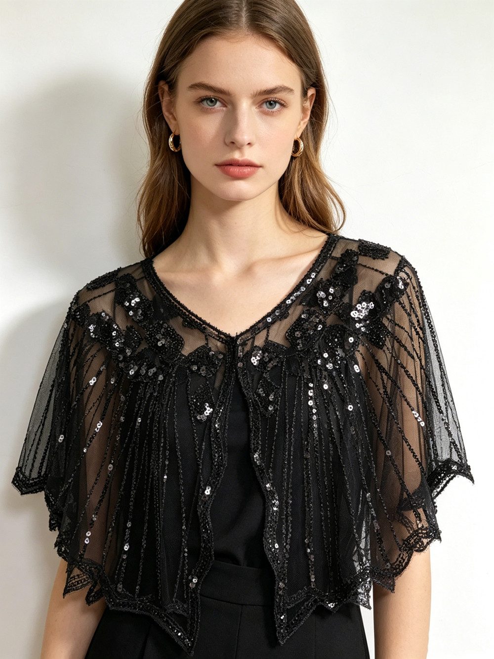 Zaewry Modeschal Stola Damen Festlich Schal Cape Schultertuch Ärmellos Bolero, Strickjacke für Hochzeit Braut Abendkleid Brautkleid Sommer – Bild 3 von 4