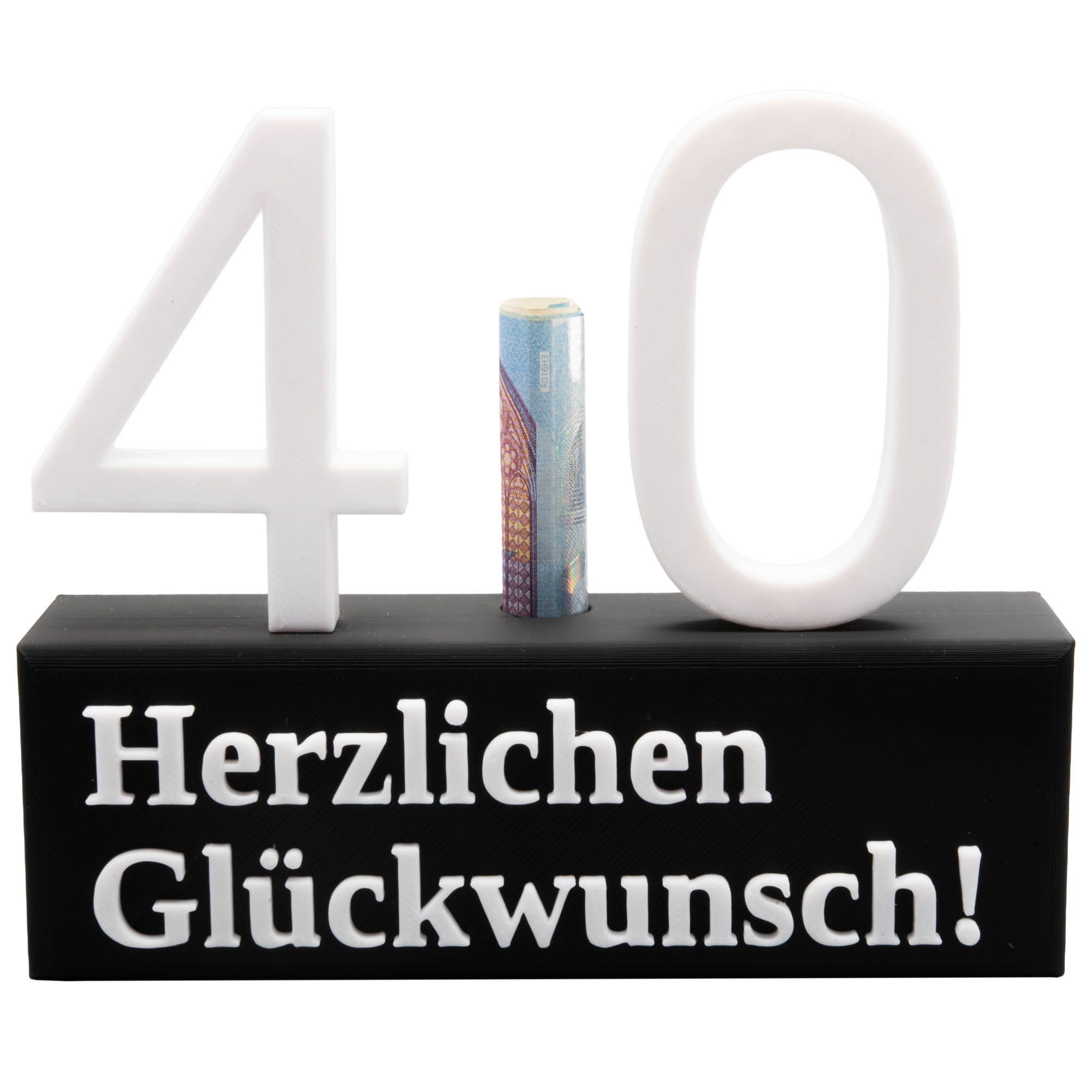 TSB Werk Geschenkbox 40. Geburtstag Geschenk Jubiläum 40 Hochzeit, Geschenkidee, Zahlenständer, Vierzig