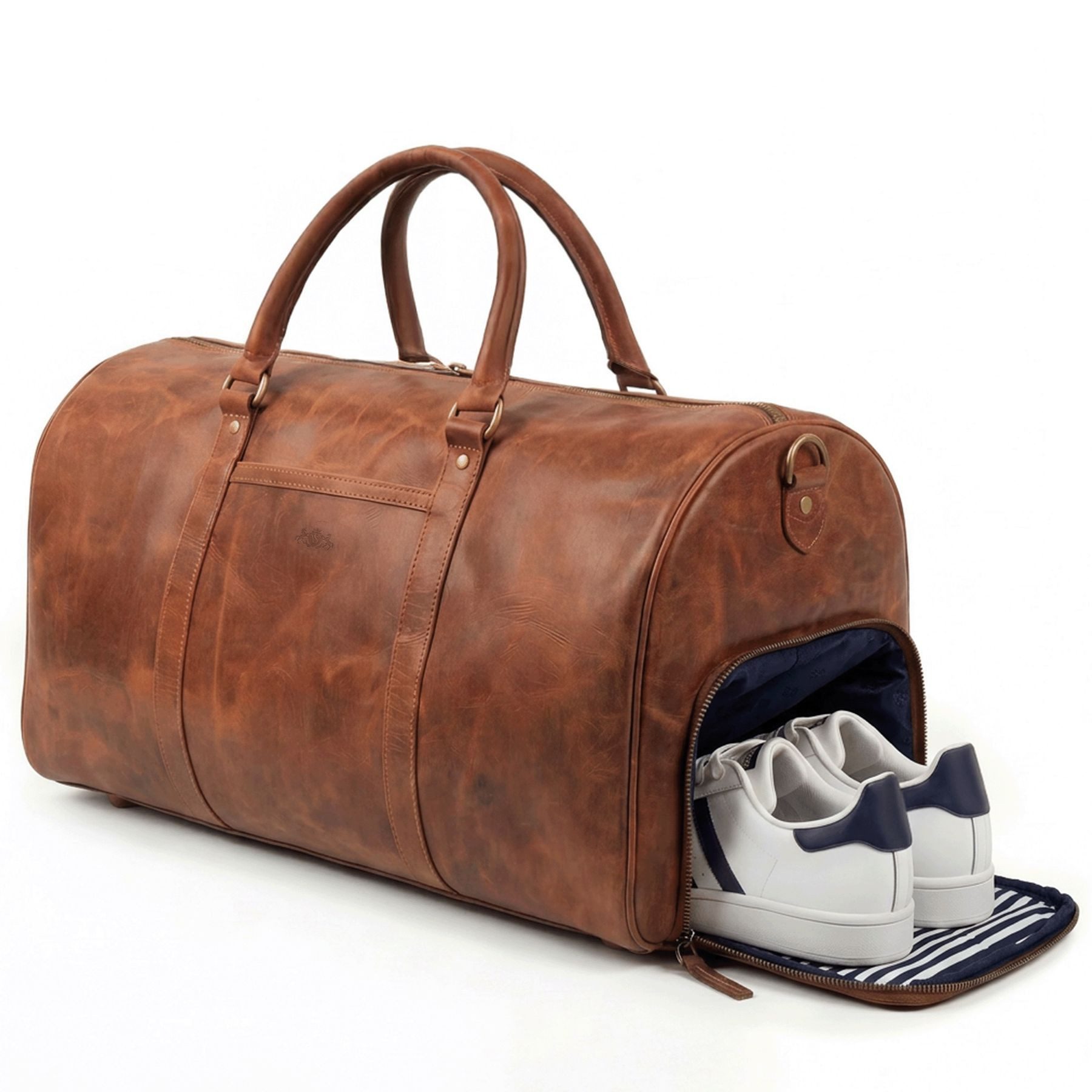 SID & VAIN Reisetasche echt Leder Weekender groß Ledertasche braun SKYLER mit Schuhfach, Echtleder Reisegepäck für Damen & Herren, Sporttasche XL Dunkelbraun