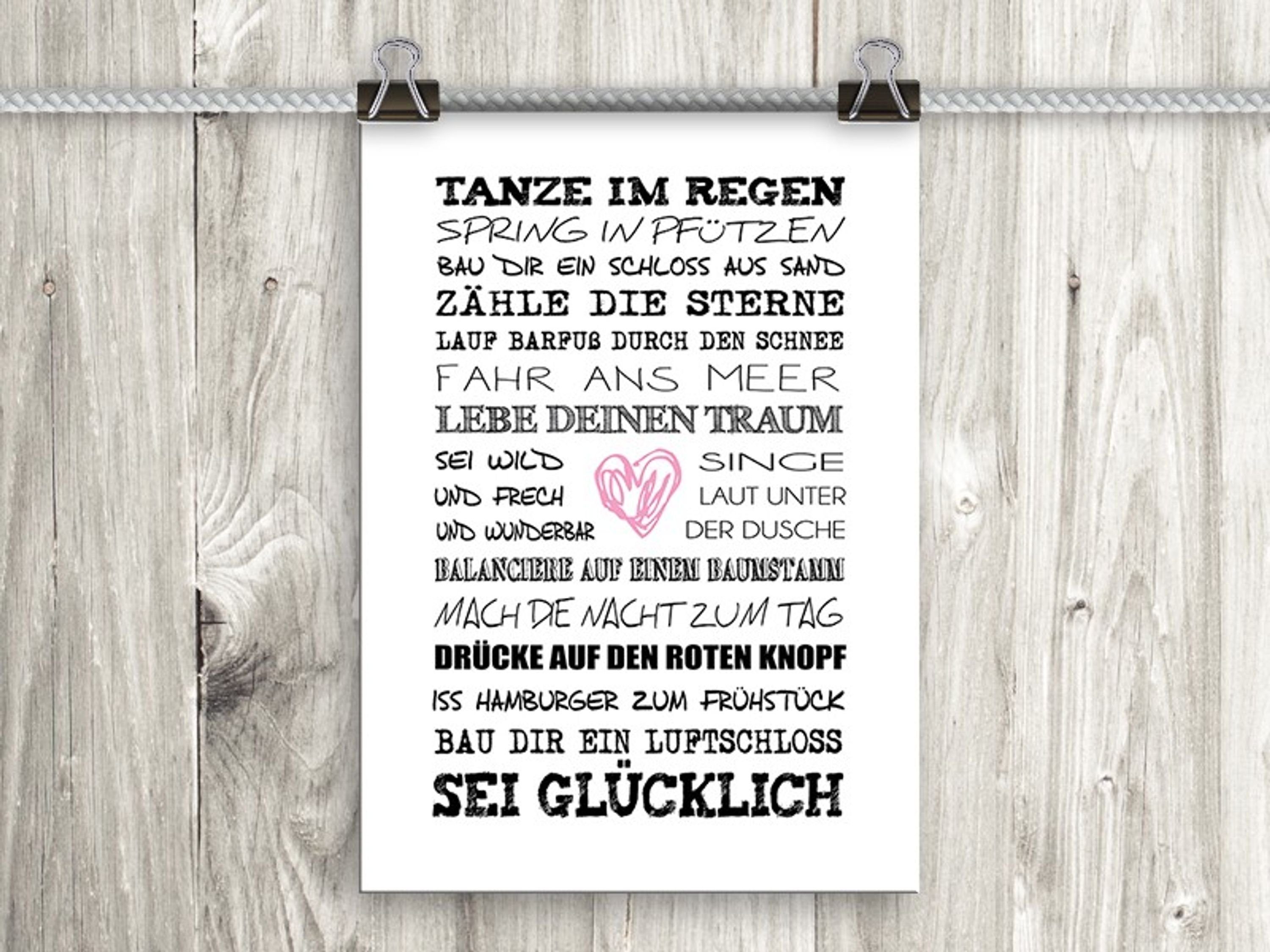 Wandbild artissimo Bild Spruch Wünsche Wünsche, DinA4 mit Sprüche: Motivation Sprüche Text Poster Zitate Poster und