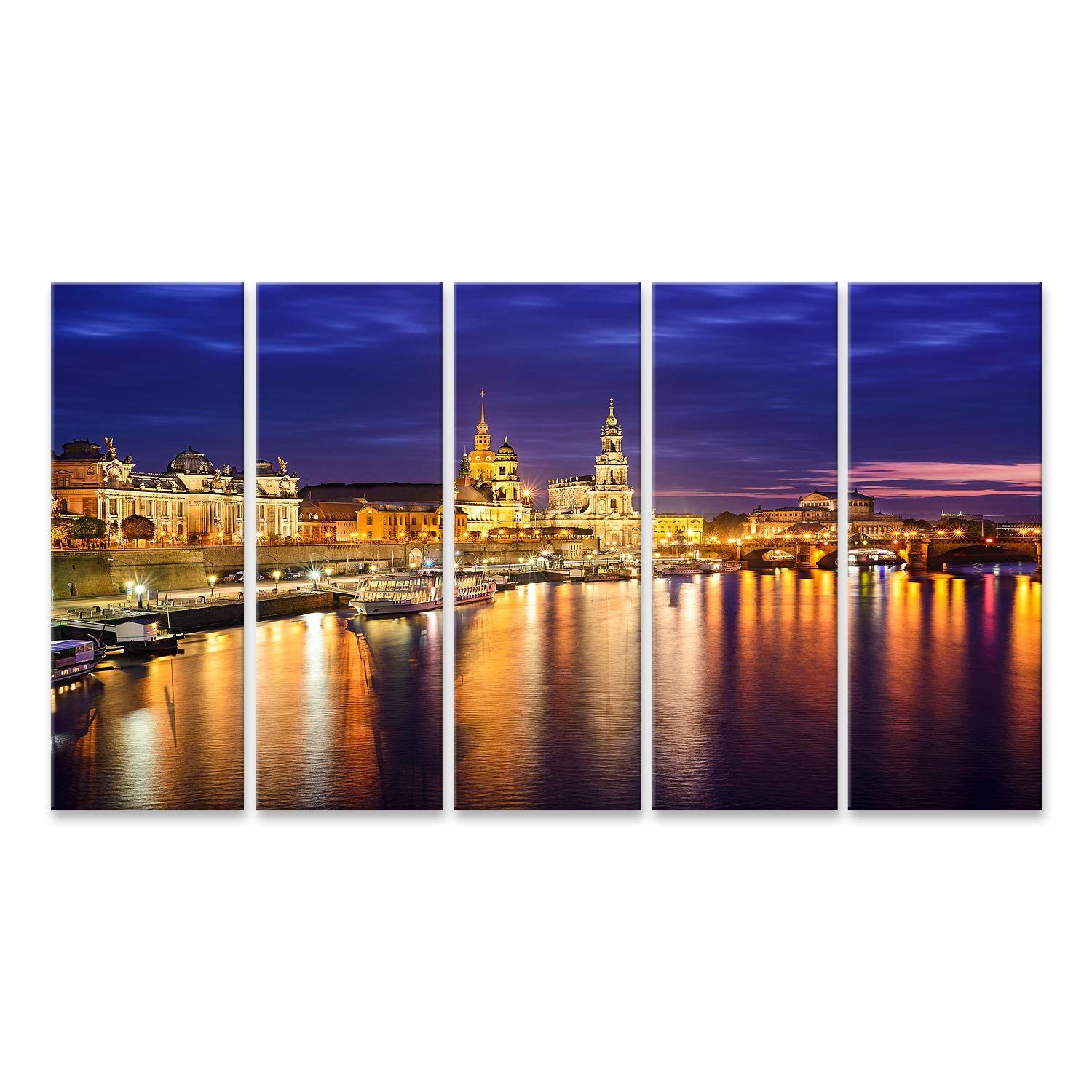Leinwandbild Bild auf Leinwand Dresden Deutschland Skyline Der Innenstadt An Der El