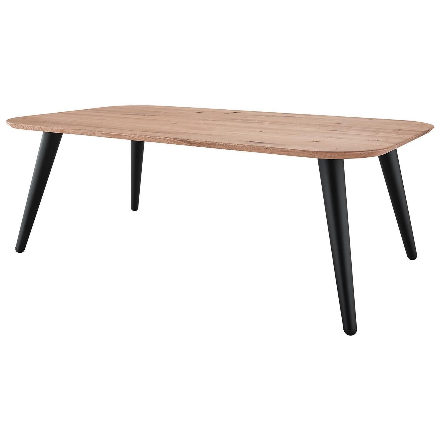 Gradel Couchtisch NOAH, Braun, Schwarz, Wildeichenholz massiv, Metallgestell, B 120 x H 43 x T 70 cm