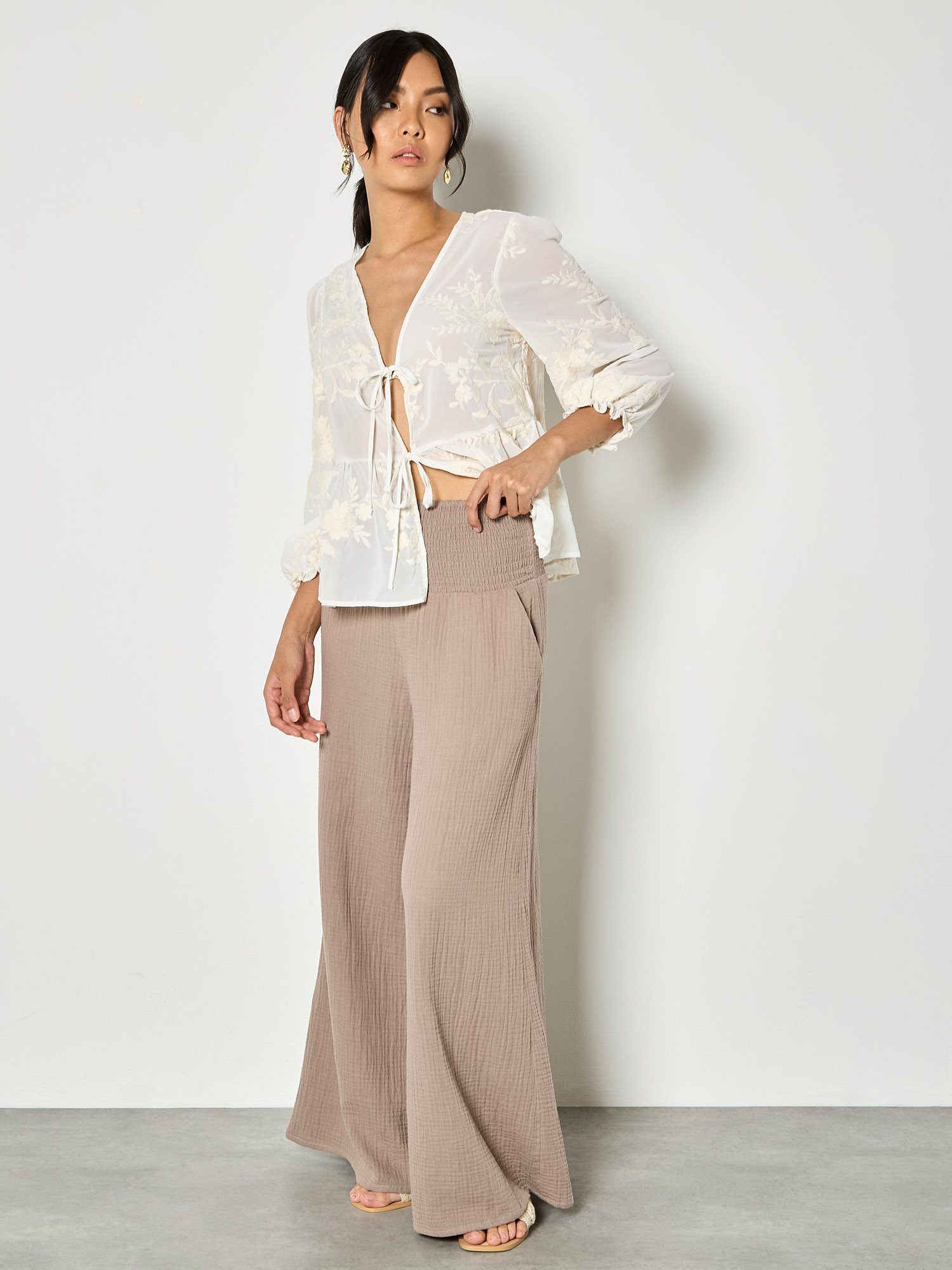 Apricot Palazzohose Weite Hose mit Struktur