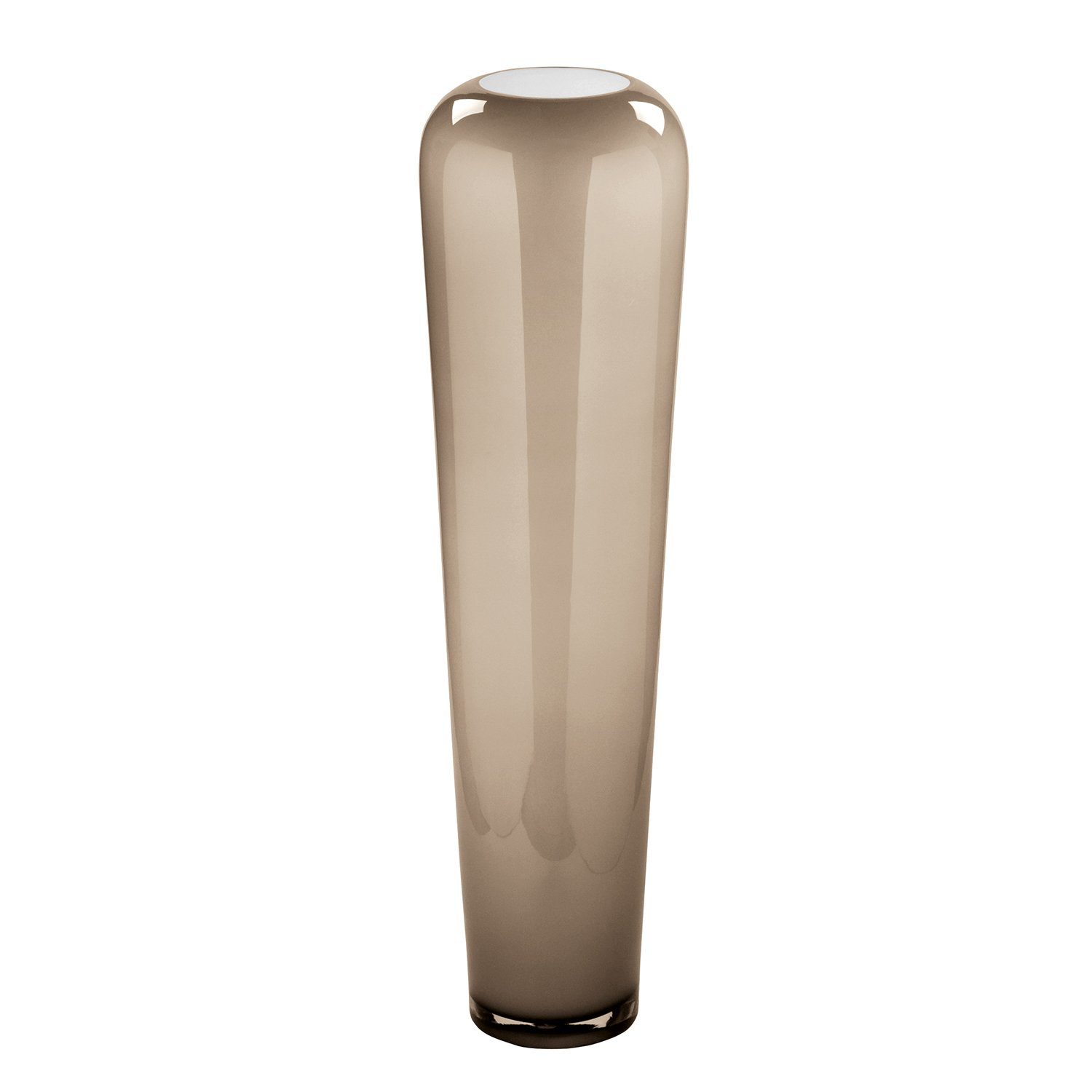 H.90cm, durchgefärbtes Vase - Fink Glas Opalglas opal Durchmesser greige Mundgeblasenes Glas Dekovase ca.13cm, - TUTZI Aus durchgefärbtem - Öffnung -