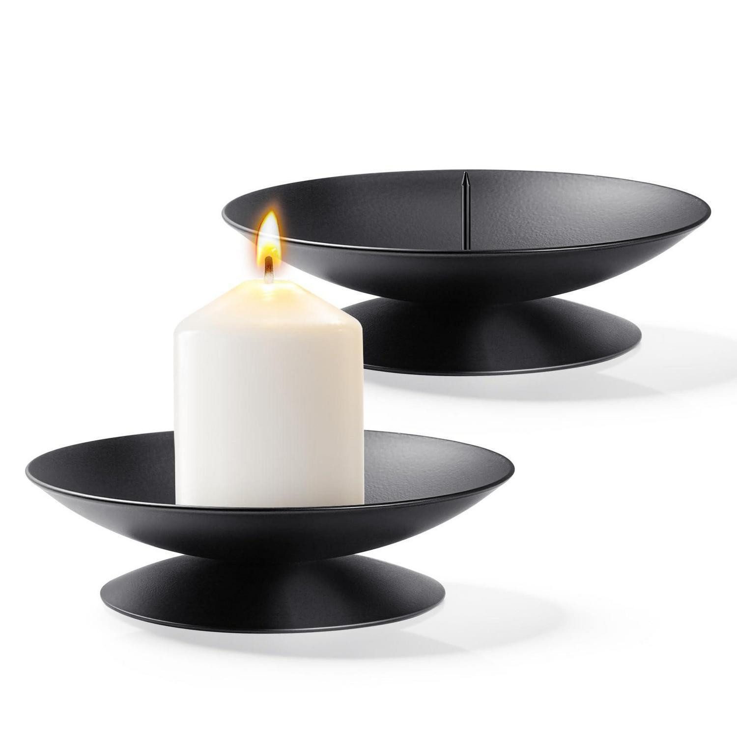 LuxusKollektion Kerzenständer 2er-Pack Kerzenständer Schwarz Metall (2 St)