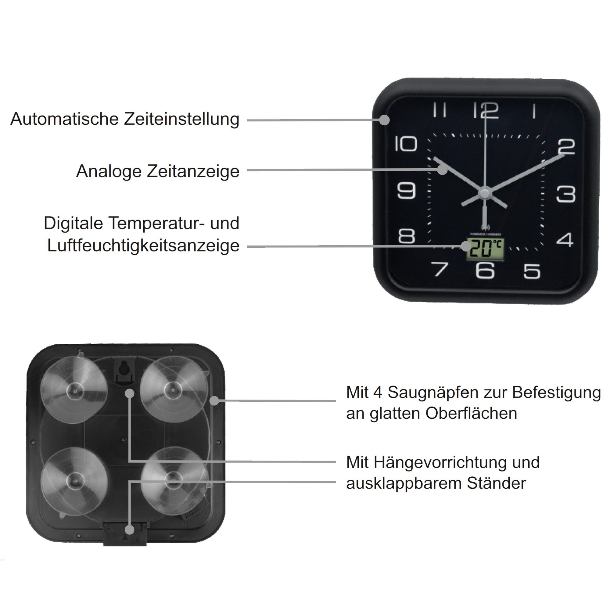 Miraval Funkwanduhr Funk-Badezimmeruhr mit Saugnäpfen günstig online kaufen