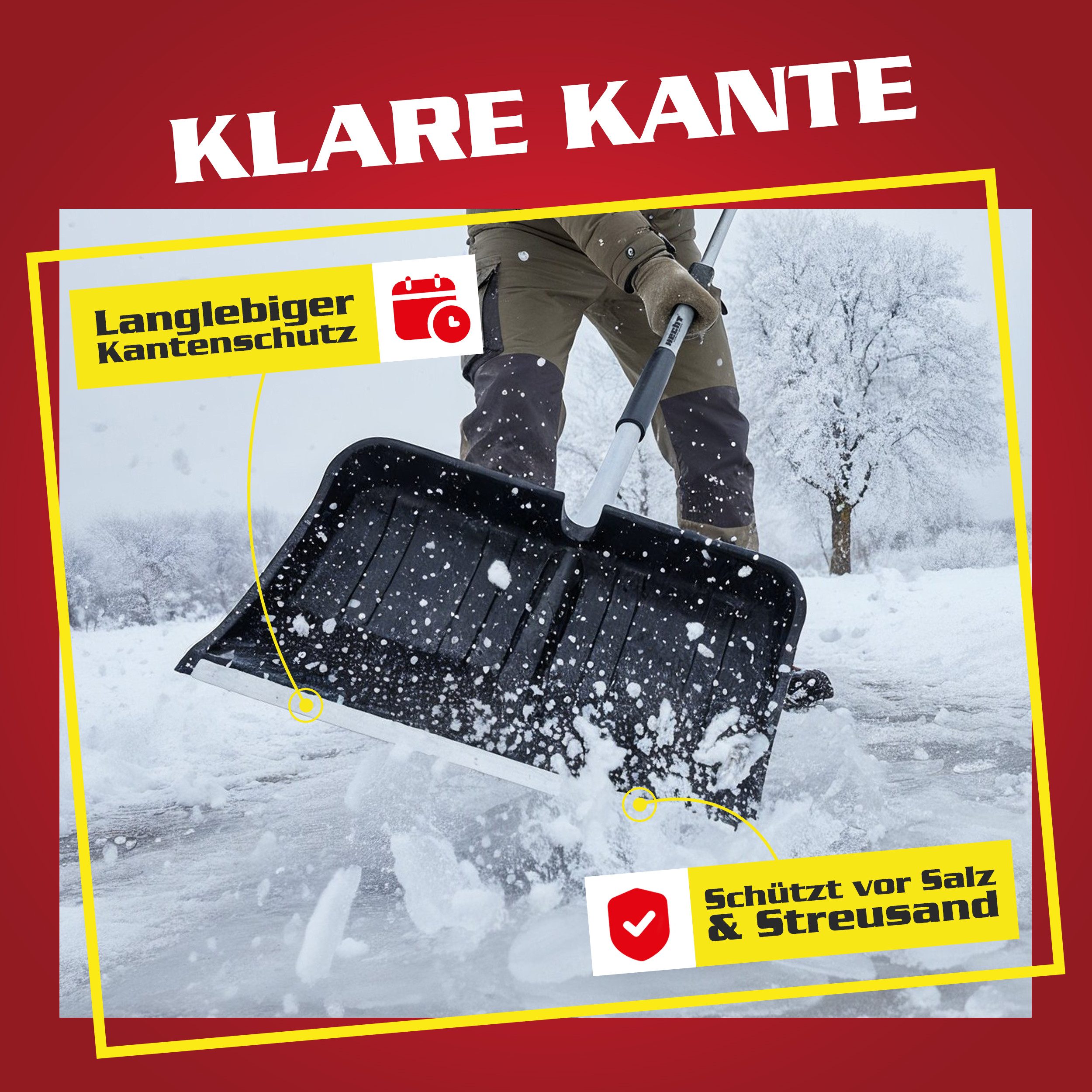 Hecht Schneeschieber Schneeschaufel Teleskop Aluminium mit Metallkante, 49 cm Arbeitsbreite, mit 155,5 cm langem Stiel, 1,38 kg, Ergonomisch, Metallkante, D-Gri – Bild 3 von 5
