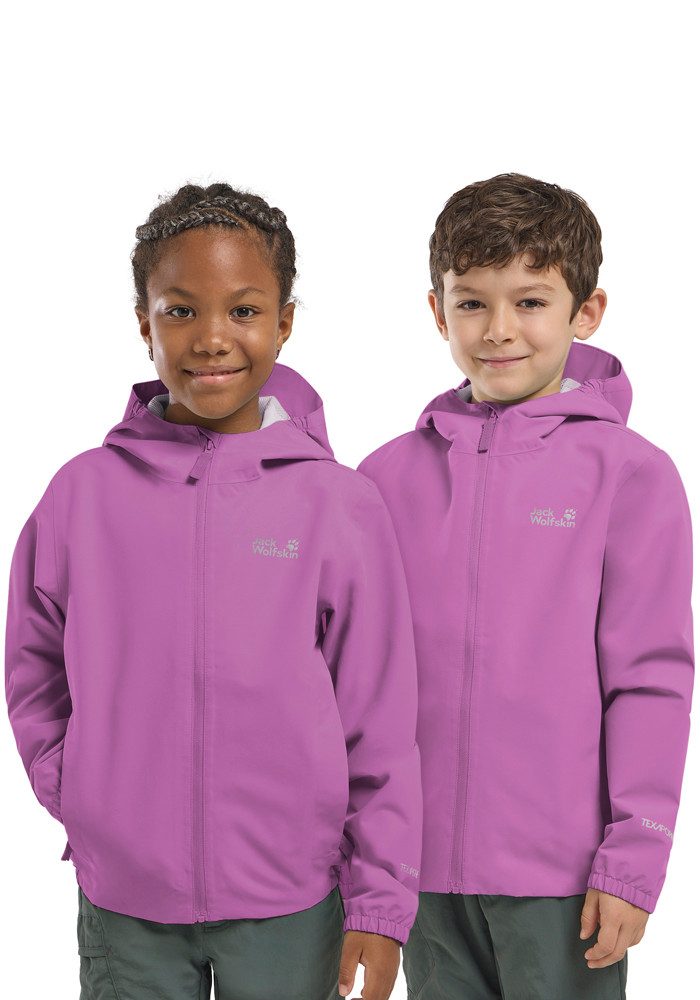 Jack Wolfskin Outdoorjacke FLAZE JACKET K für Kinder, mit Kapuze, leicht, platzsparend packbar, atmungsaktiv
