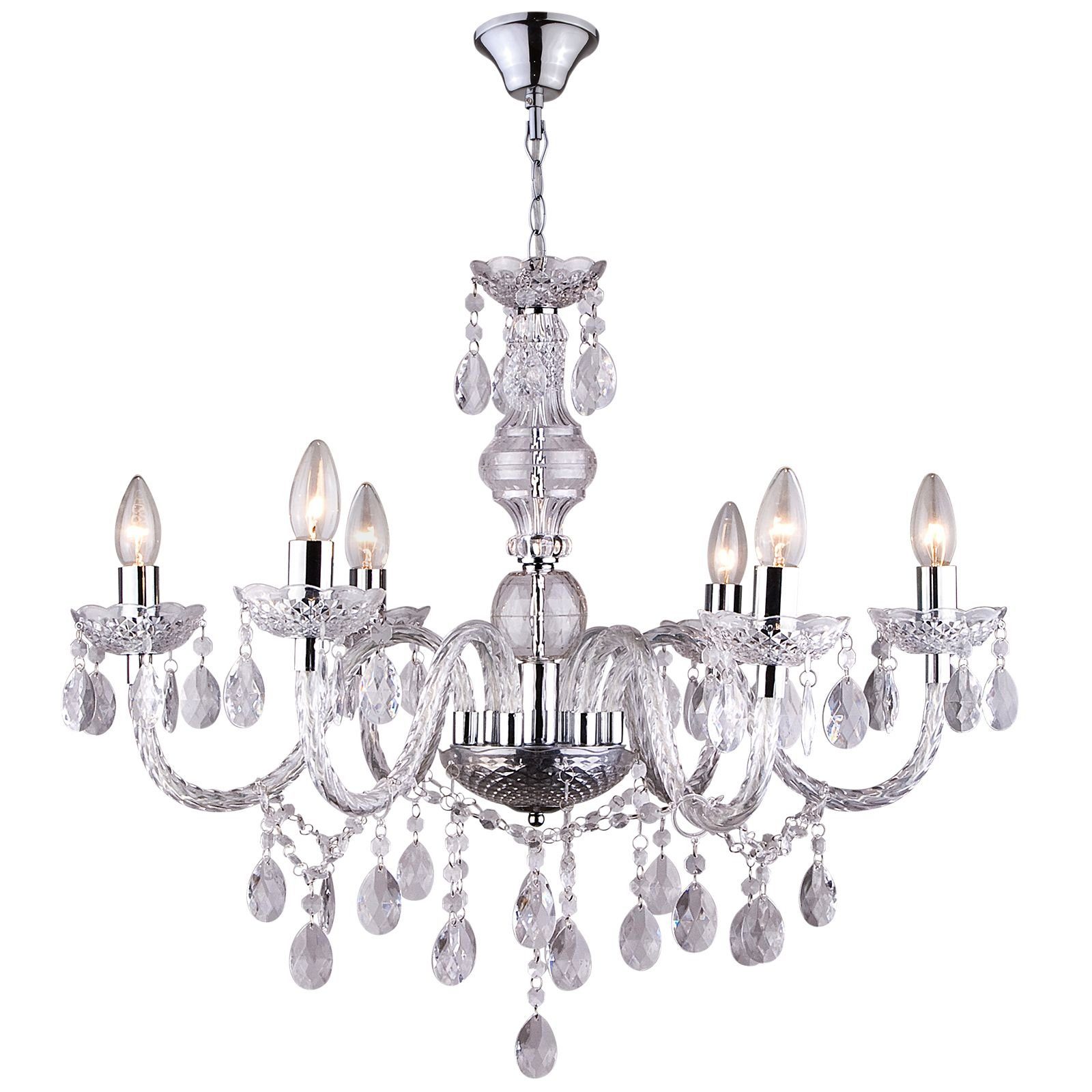 GLOBO LIGHTING Hängeleuchte Hängeleuchte Pendelleuchte Wohnzimmer Kronleuchter Hängelampe klar, Kristalle, Acrylkristalle, modern, ohne Leuchtmittel, Lichtfarbe ist abhängig vom Leuchtmittel, Pendellampe