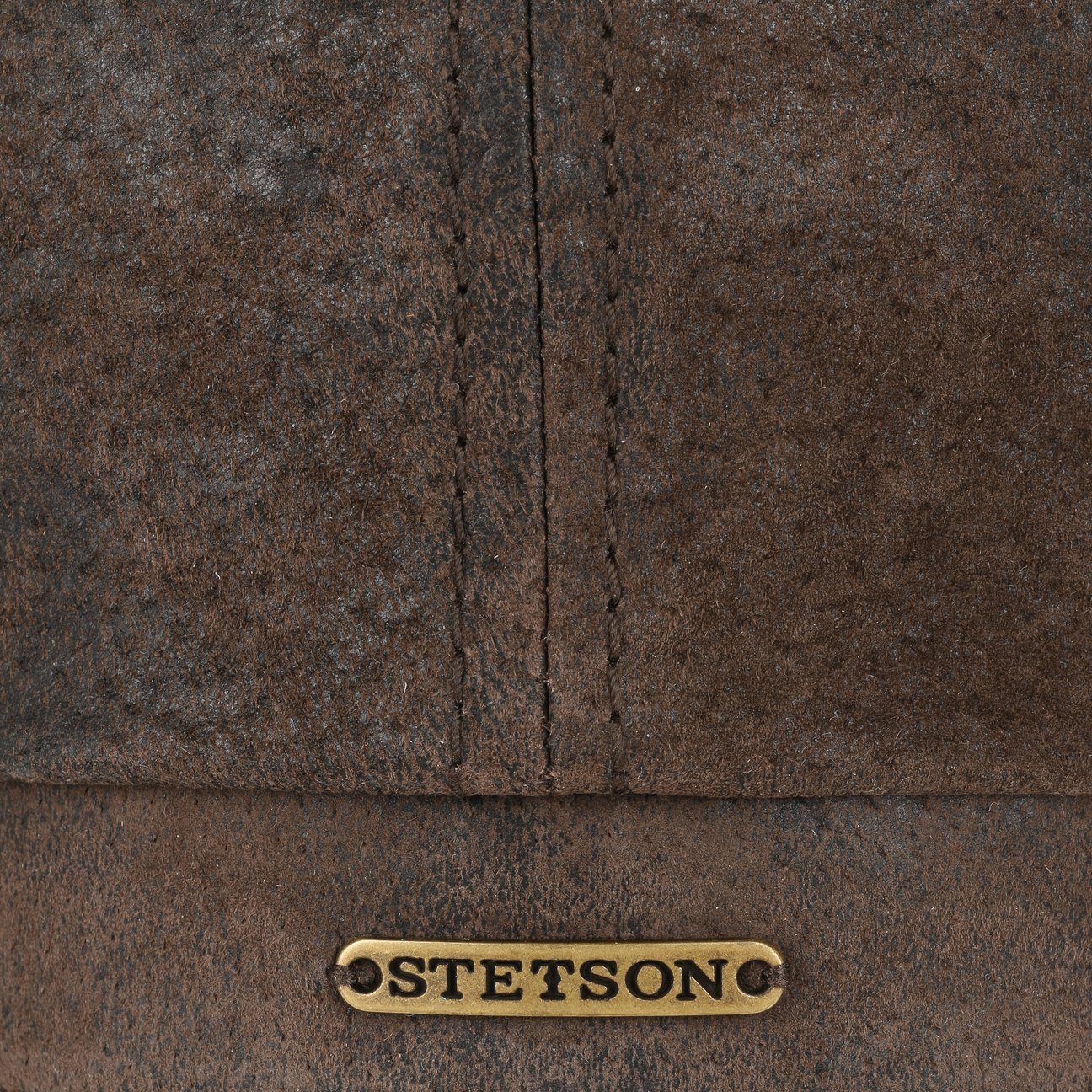 Cap dunkelbraun Schirm mit Stetson Flat (1-St) Vintageleder