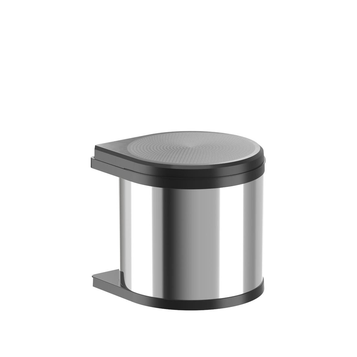 Hailo Einbaumülleimer Hailo Abfallsammler 3512031 MO Swing bs Mono 12 L Edelstahl schwarz, für Schrankbreite ab 400 mm mit Drehtür