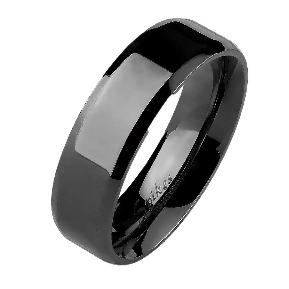 Taffstyle Fingerring Herren & Damen Ring Edelstahl Schwarz Größe 55 (17.5) Breit 6mm (Trauring Hochzeitsring), Herrenring Damenring Freundschaftsring Paarring Partnerring Ehering