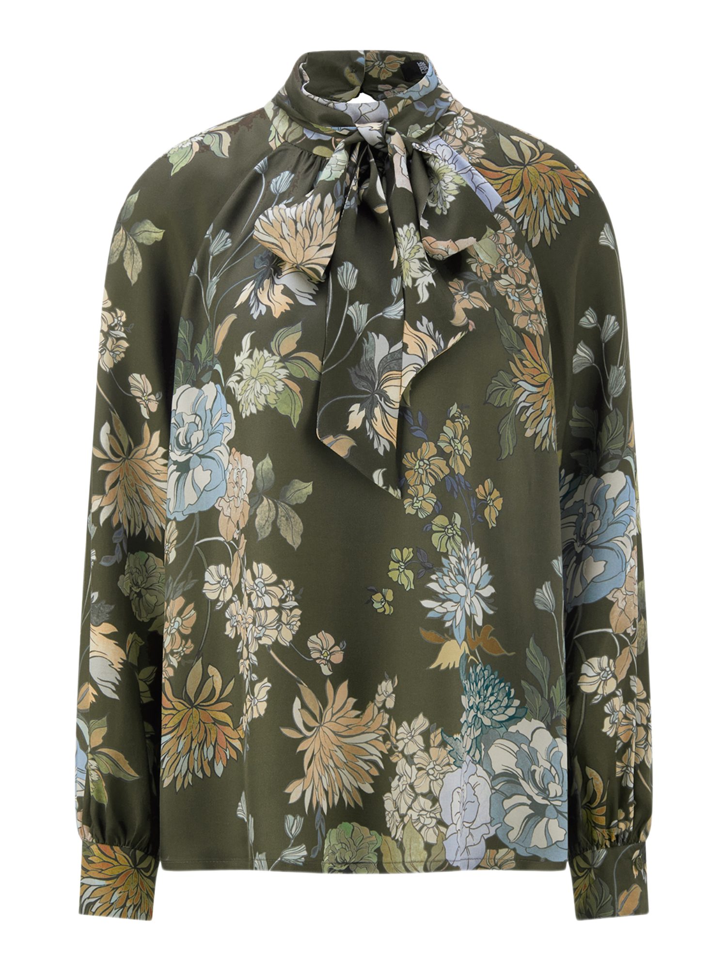 Riani Langarmbluse grün,Casual,Viskose,Floral,Stehkragen,Lang,Regular Fit