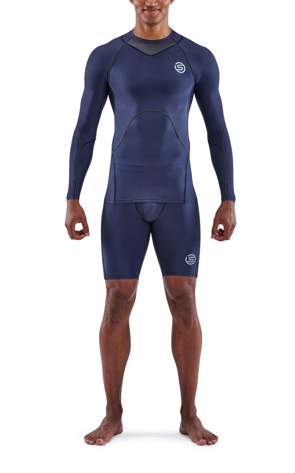 Skins Langarmshirt Funktionsunterwäsche 3-Series (enganliegend) navyblau Herren
