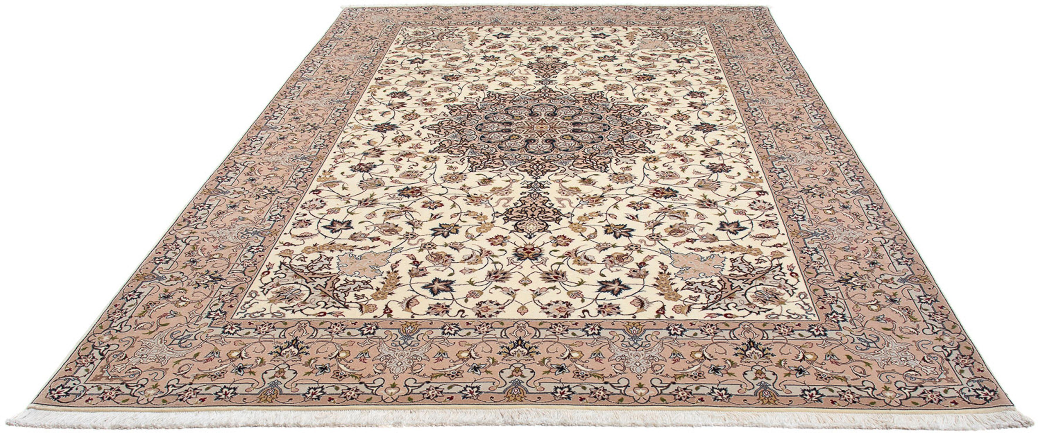 Orientteppich Perser - Täbriz - Royal - 306 x 202 cm - beige, morgenland, rechteckig, Höhe: 7 mm, Wohnzimmer, Handgeknüpft, Einzelstück mit Zertifikat