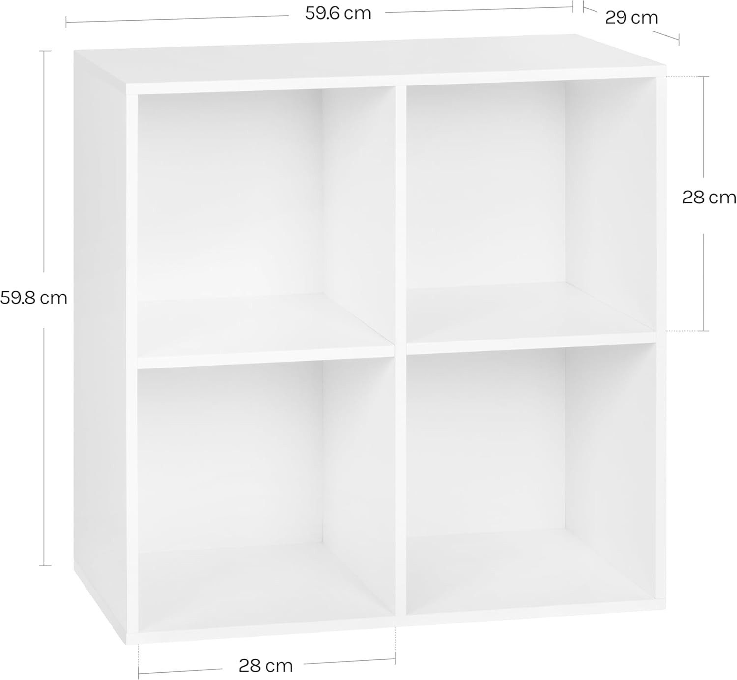 Woltu Bücherregal, 1-tlg., Würfelregal 4 Fächer aus MDF 60x30x60cm Weiß