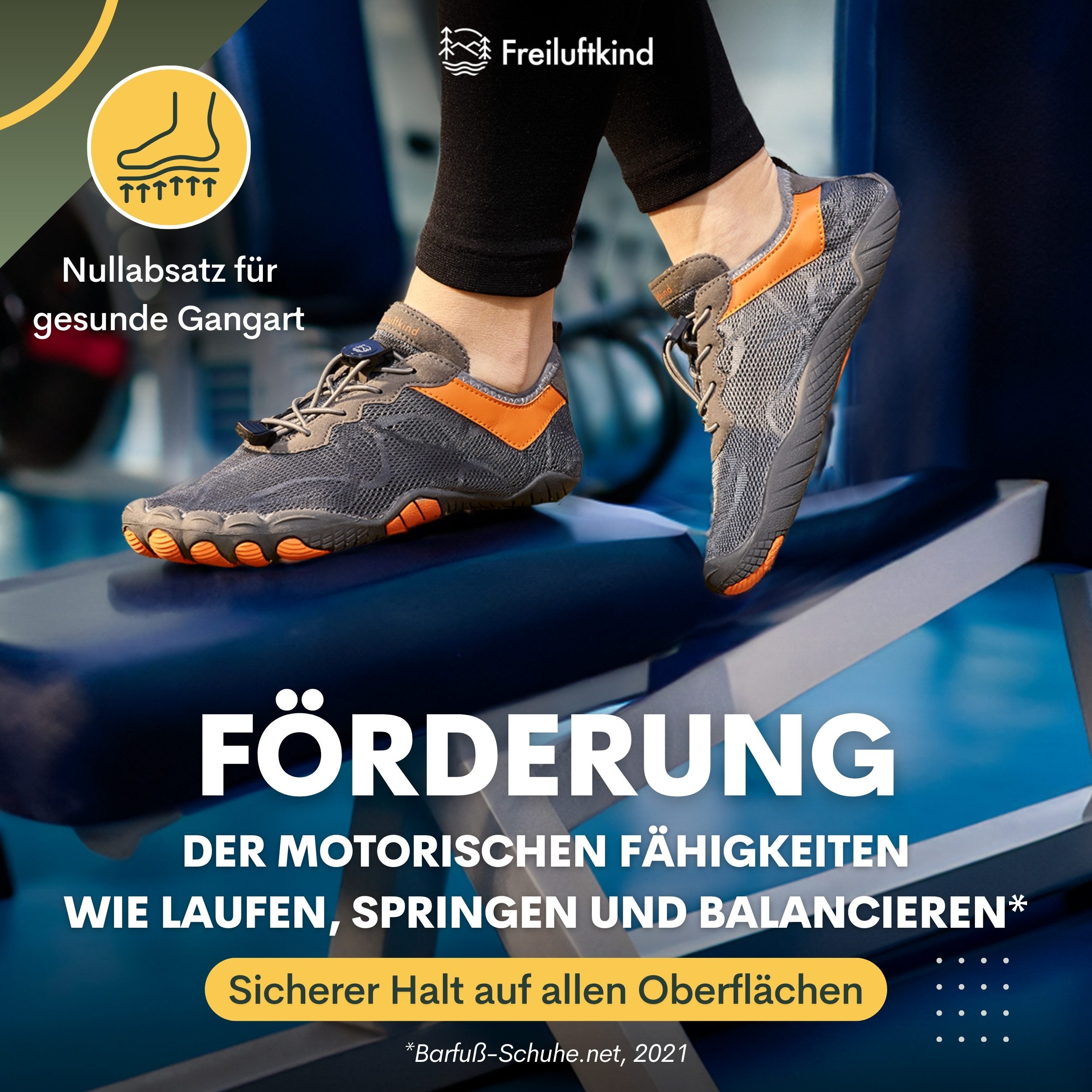 Freiluftkind Das Original – Kokoda rutschfester Barfußschuh Schnellverschluss – Bild 4 von 5