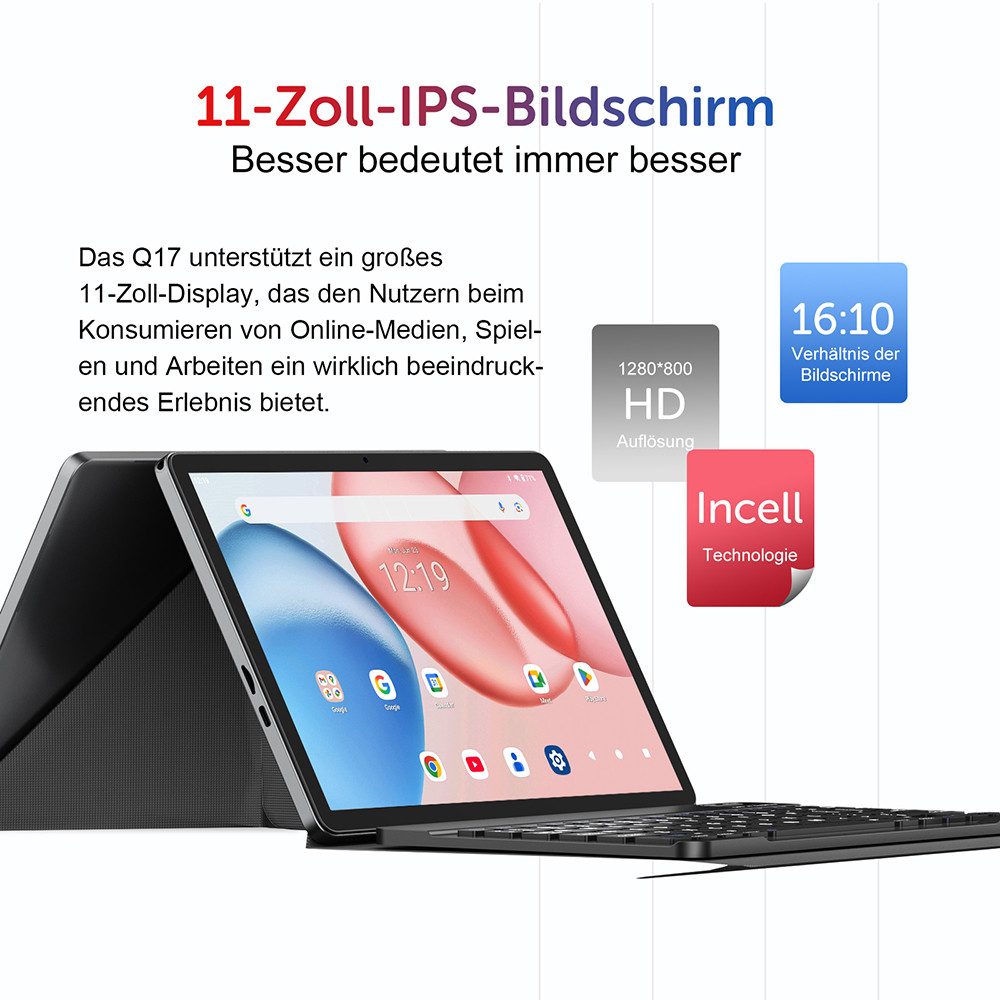 XGODY 11"(16GB+256GB) Android 15(Kostenlose Ledertasche,Tastatur,  Ladegerät) Tablet (11", 256 GB, 15, 5GWIFI, 16GB RAM, Android 15, Widevine L1,8-Core,HD PC Mit Tastaturtasche)