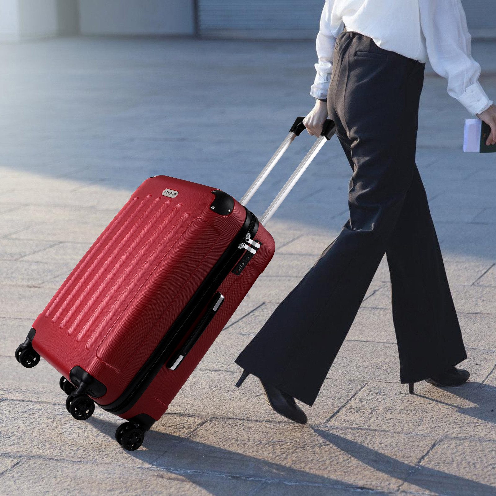TAN.TOMI Handgepäckkoffer Koffer Trolley Rollkoffer Reisekoffer Handgepäck 4 Rollen (M-L-XL), 4 Rollen, Trolley Handgepäck Große Kapazität mit 4 Rollen und Zahlenschloss