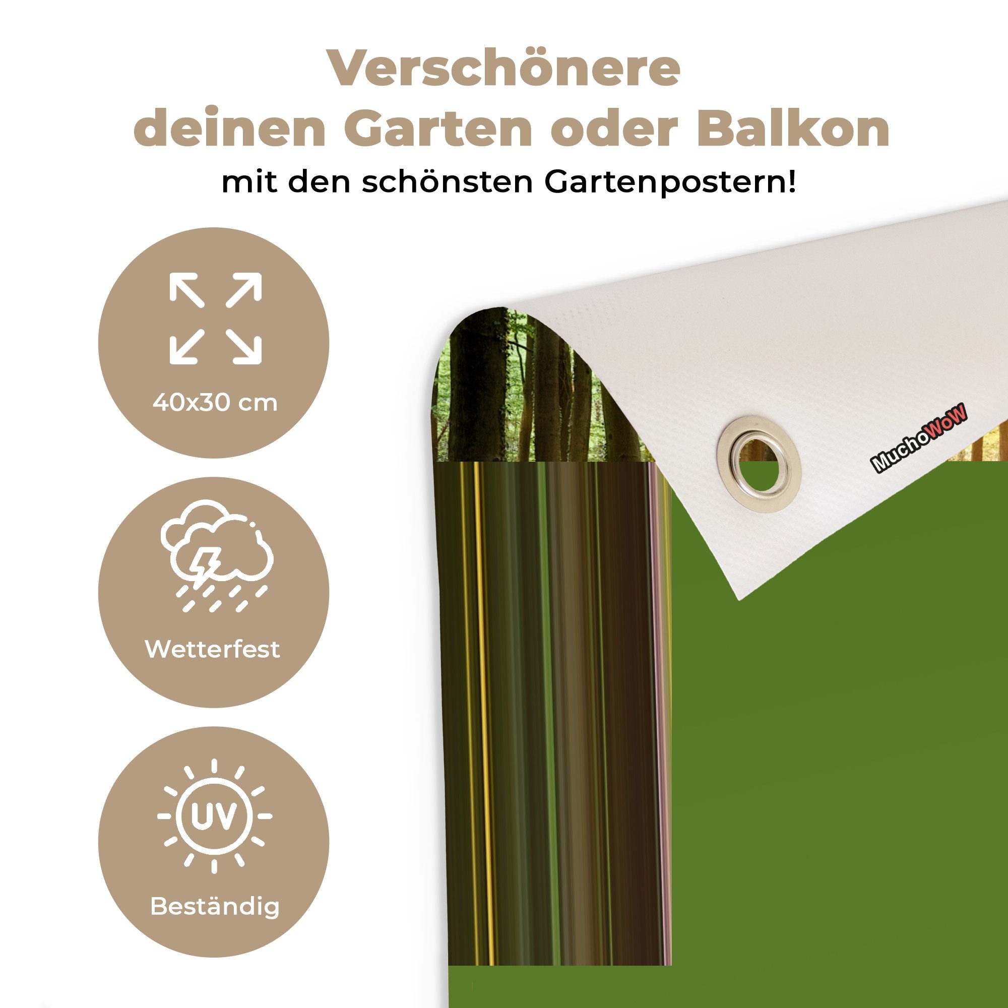 OnlyWow Poster für Garten Wald - Blumen - Lavendel - Sonne - Lila - Natur, Gartenposter, Outdoor Bilder, Gartendekoration Bild, 40x30 cm