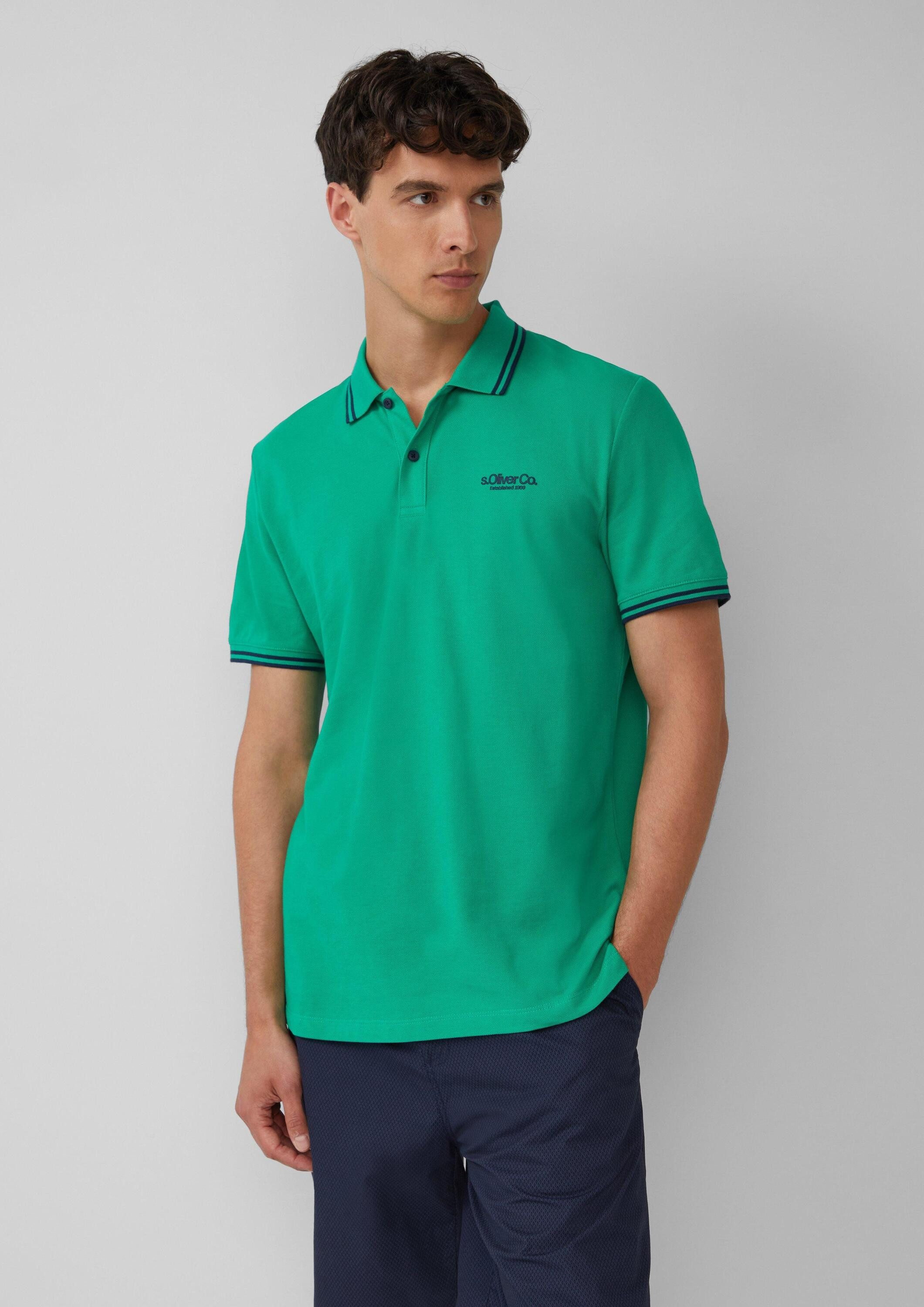 s.Oliver Kurzarmshirt Polo-Shirt Piqué-Poloshirt mit Kontrastdetails und Lo günstig online kaufen