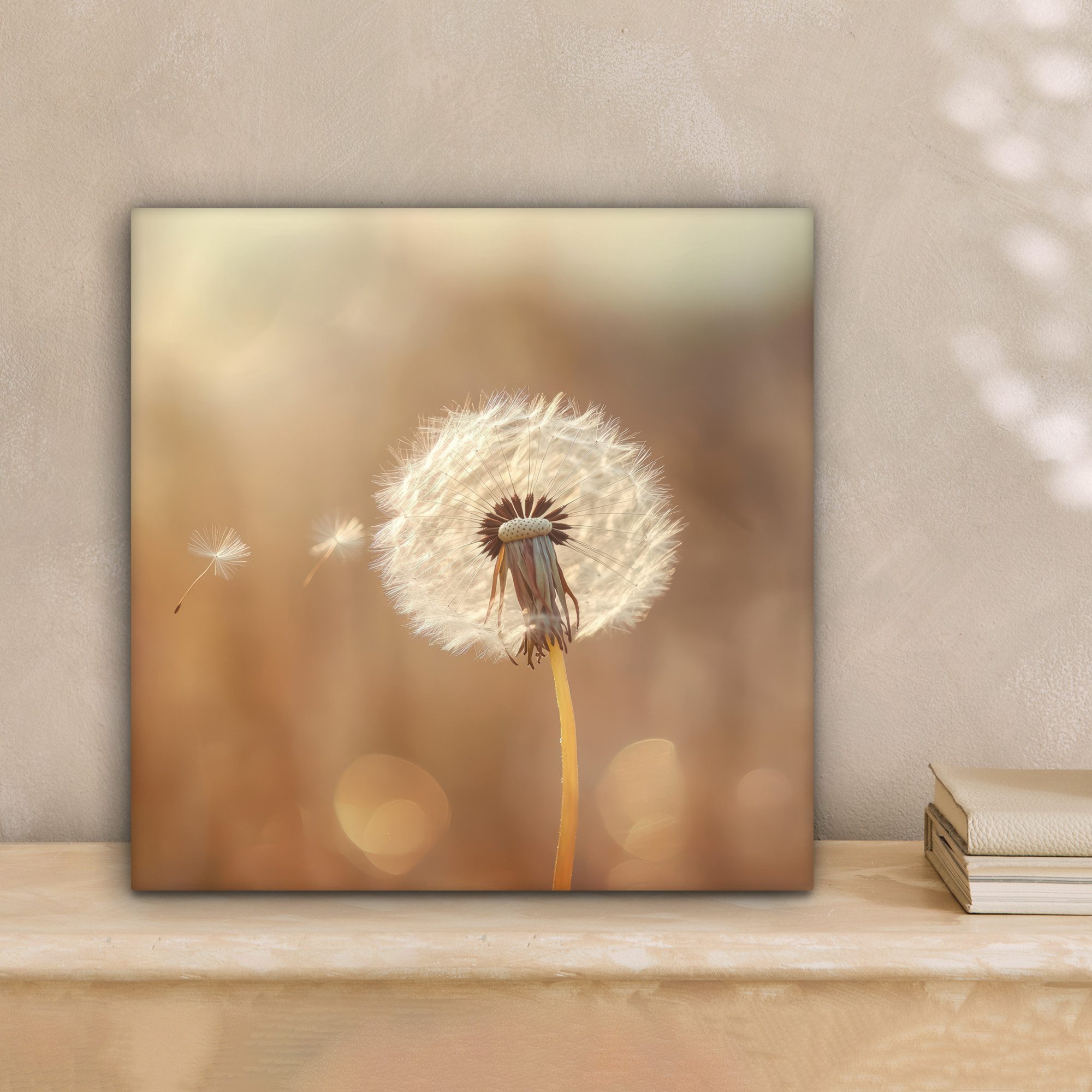 OneMillionCanvasses® Leinwandbild Löwenzahn - Beige - Natur - Blume, Fotodruck (1 St), Wandbild, Deko Schlafzimmer Wohnzimmer Flur 20x20 cm