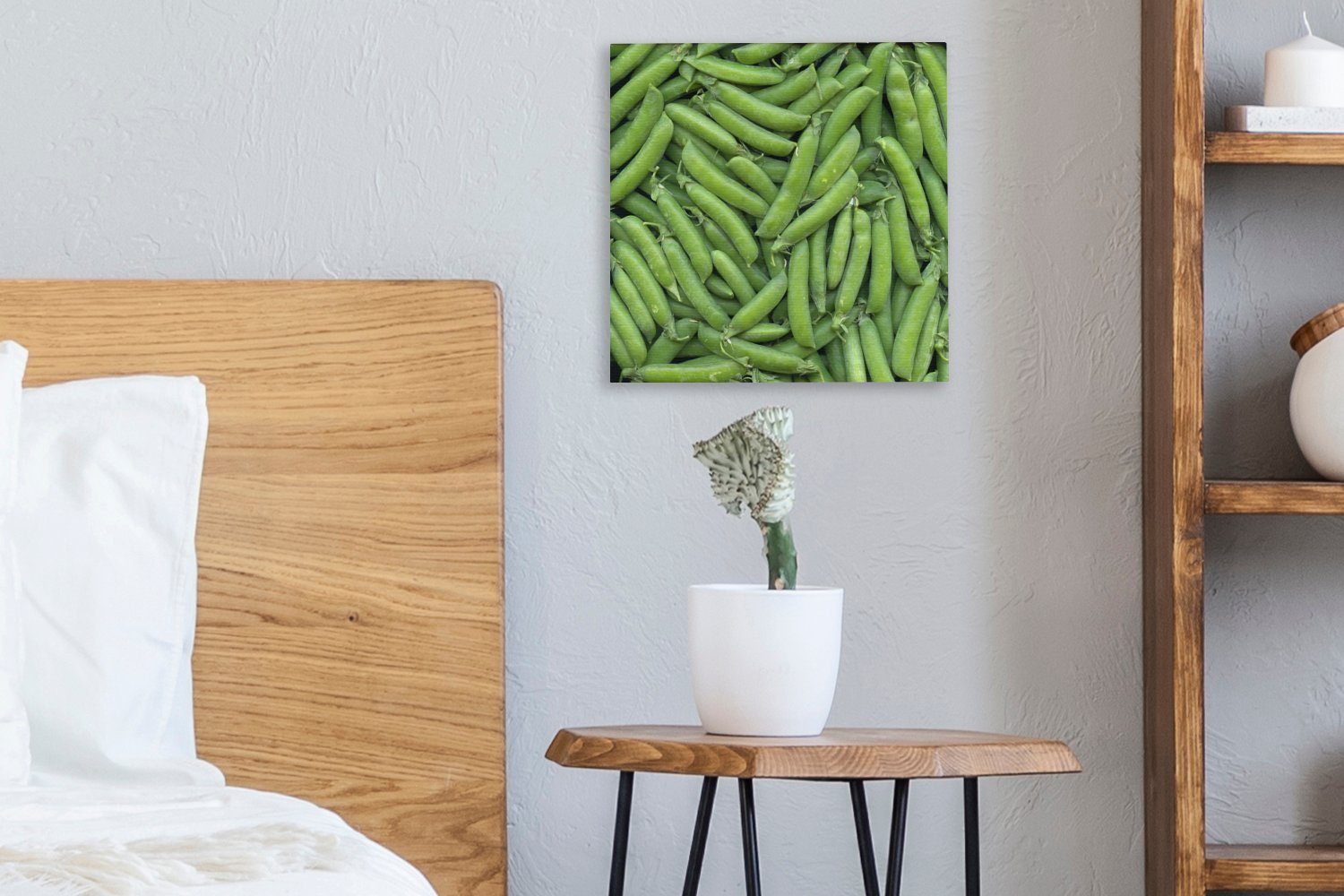 vollständig Leinwand Wohnzimmer grünen Bilder gefüllt Ein das Erbsen Schlafzimmer OneMillionCanvasses® Bild, mit ist, für (1 St), Leinwandbild