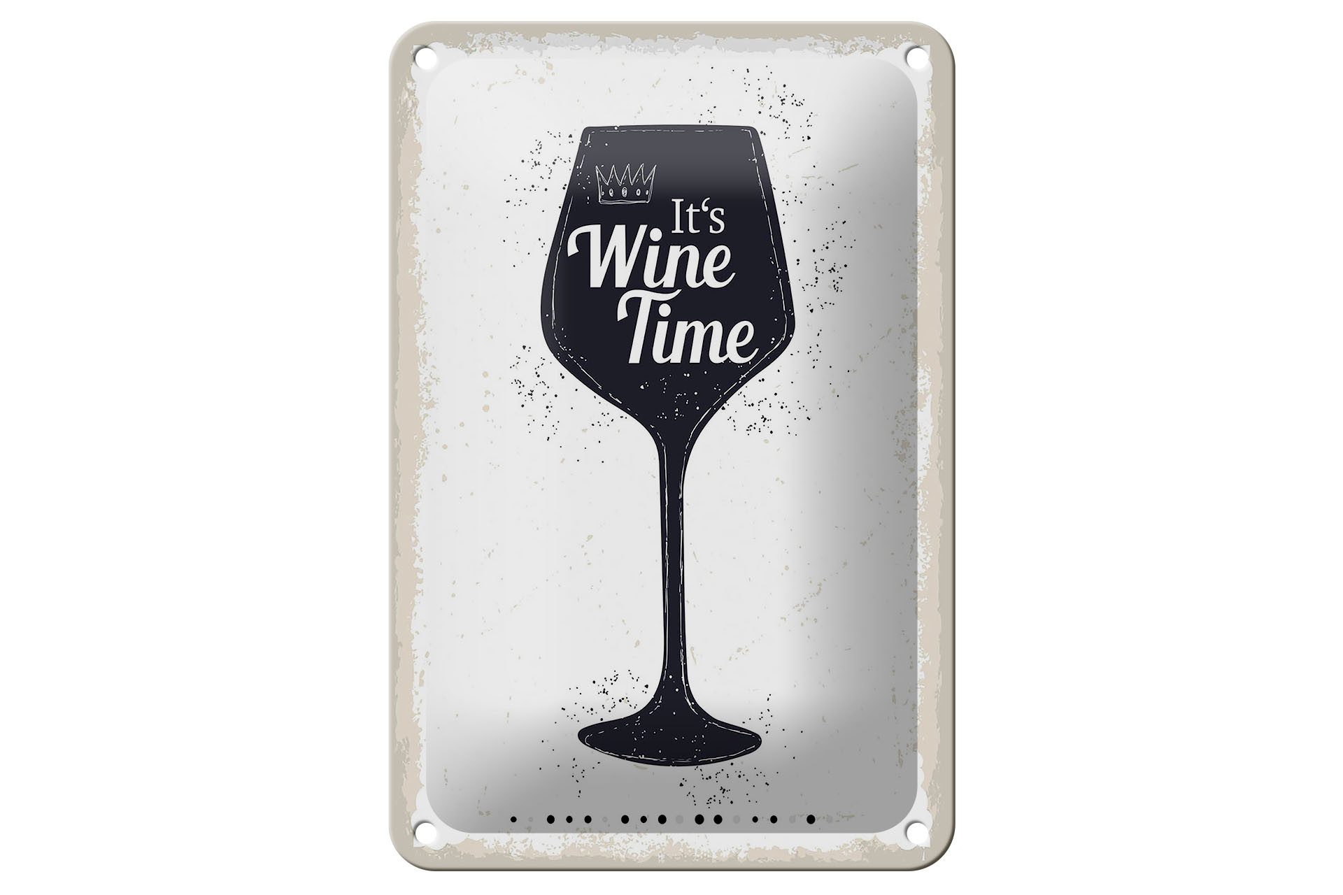 Femer GmbH Metallschild Spruch Wein Alkohol It´s Wine Time 12x18cm, (1 St), gewölbte Oberfläche, abgerundete Ecken, umgeschlagene Kanten