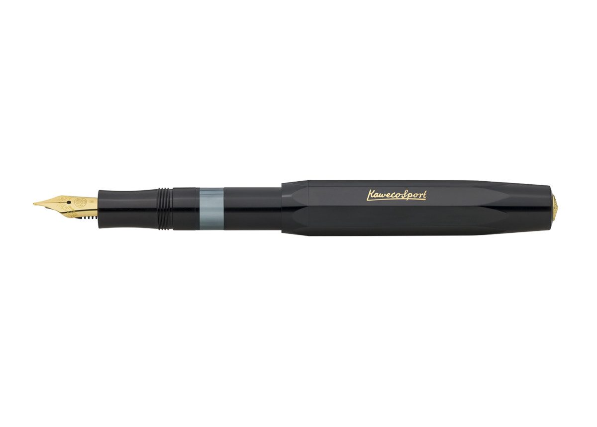 Kaweco Füllfederhalter Kaweco PISTON SPORT CLASSIC Schwarz/Gold Kolbenfüllh., Extra Breit