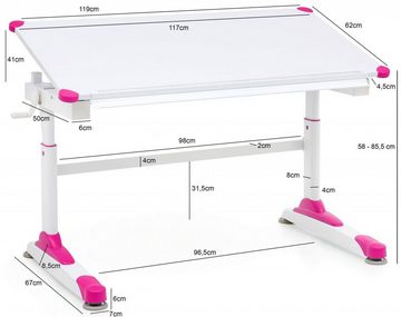 furnicato Schreibtisch Design KinderFelix 119 x 67 cm Pink/Weiß Maltisch