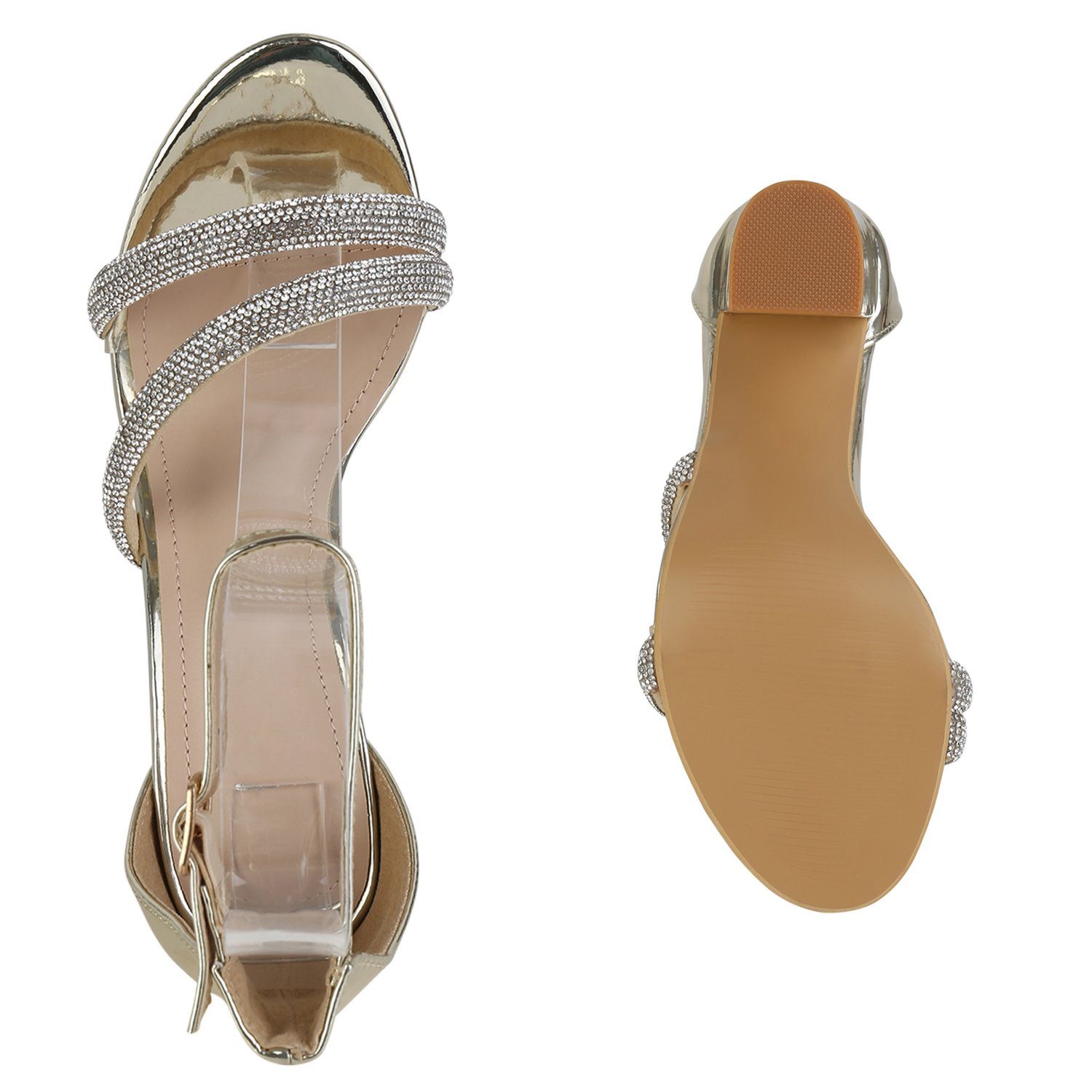 839903 High-Heel-Sandalette HILL Schuhe Bequeme VAN Gold
