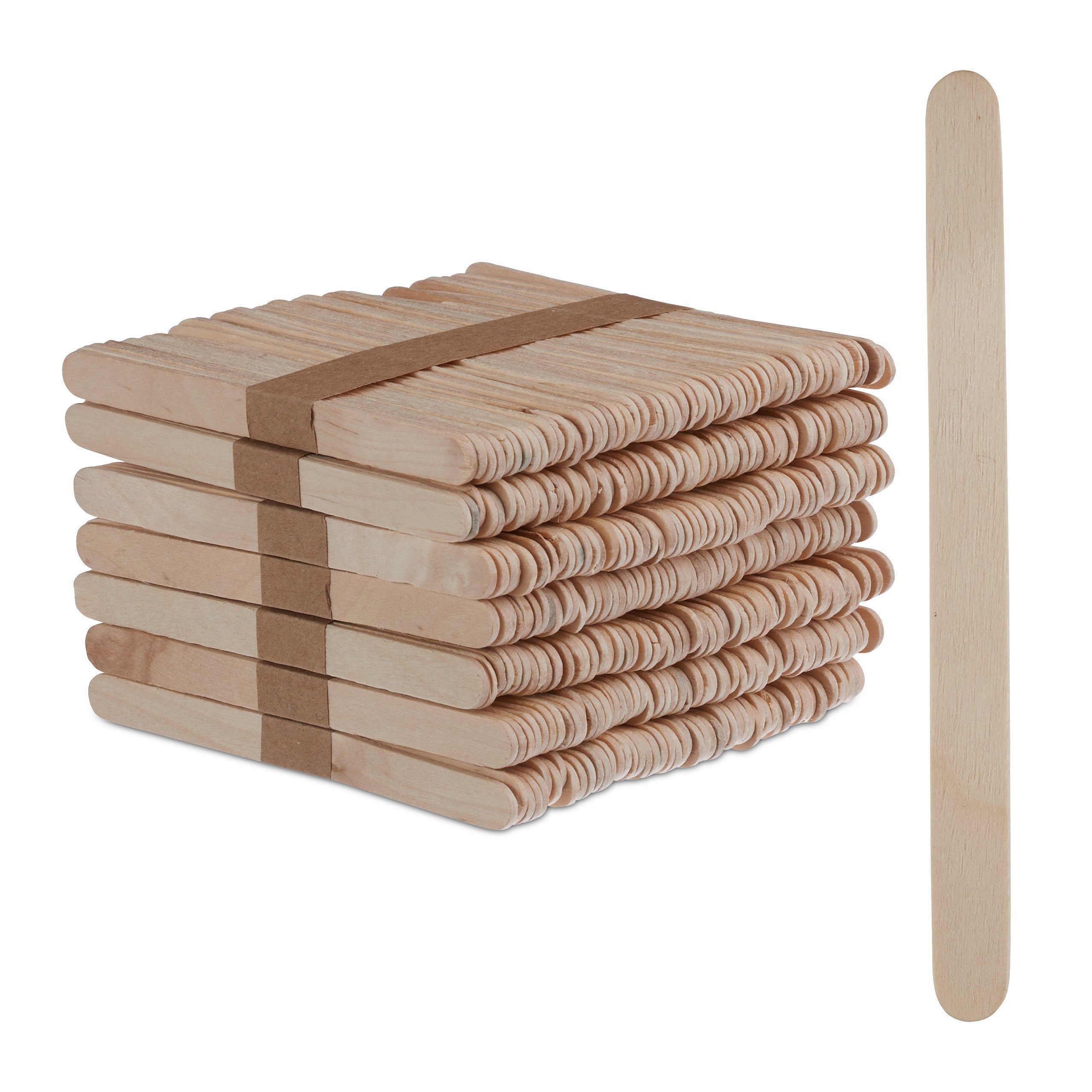 relaxdays Rührstab Eisstiele aus Holz 500 Stück, L: 11.5 cm