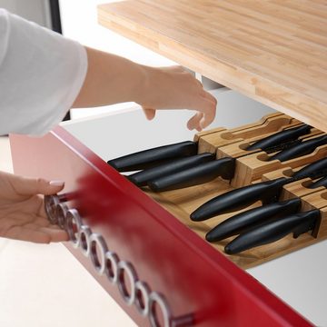 relaxdays Messerblock Messerhalter Schublade für 12 Messer